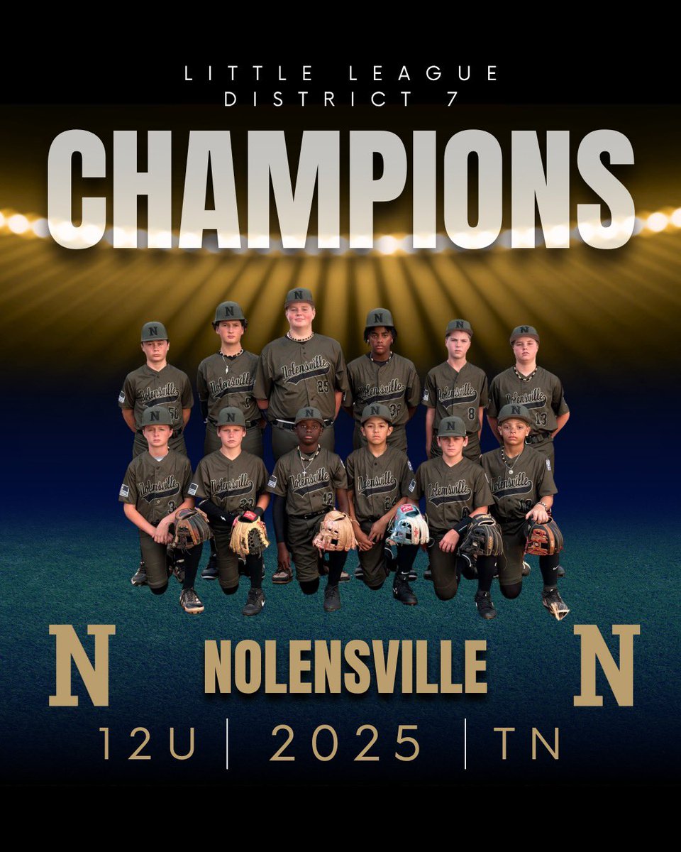 NolensvilleLLB's tweet image. ⭐️District 7 Champions ⭐️
#noloboys #nolensvillelittleleague #nolensvilletn #llws2025