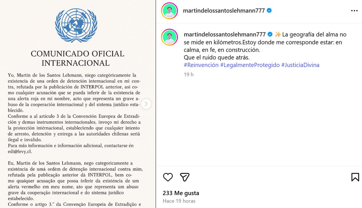 danielasuau's tweet photo. Jamás pensé encontrar humor en el instagram del impresentable de Martín de los Santos.
Hizo un ✌️🏻comunicado internacional✌️🏻 con el logo de la ONU como membrete JAHAHJAGAJJJAJ https://t.co/pqDzgUz5YB