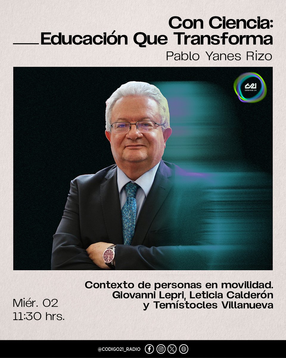 🌎✈️ ¿Qué harías si tu vida cupiera en una mochila?
Hoy en #ConCiencia, <a href="/giolepri/">Giovanni Lepri</a>, Leticia Calderón y <a href="/TemistoclesVR/">Temístocles Villanueva</a> traen la conversación sobre migrar, moverse, quedarse y resistir.

🕚 11:30 hrs.
🔗 codigo21.cdmx.gob.mx | zeno.fm/radio/codigo21
#LoQueTienesQueEscuchar 📻🎒
