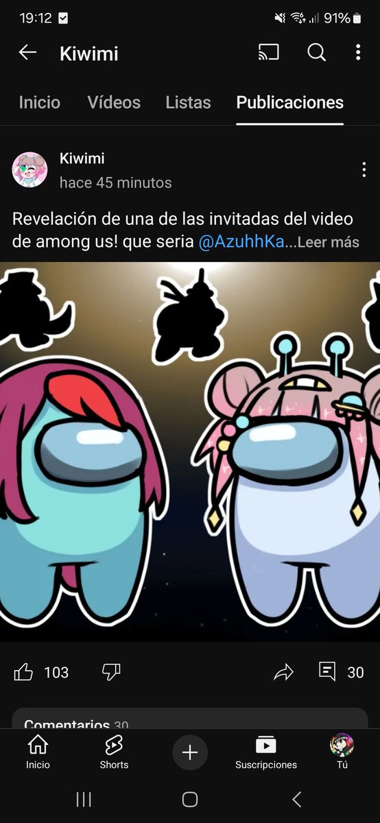 FCrown170's tweet image. Ojo que @Kiwimi a dicho que mañana se viene el video de among us si no lo sabian lo puso en su pestaña de comunidad, yo creo que va a estar increible el video 🖤🖤🤩