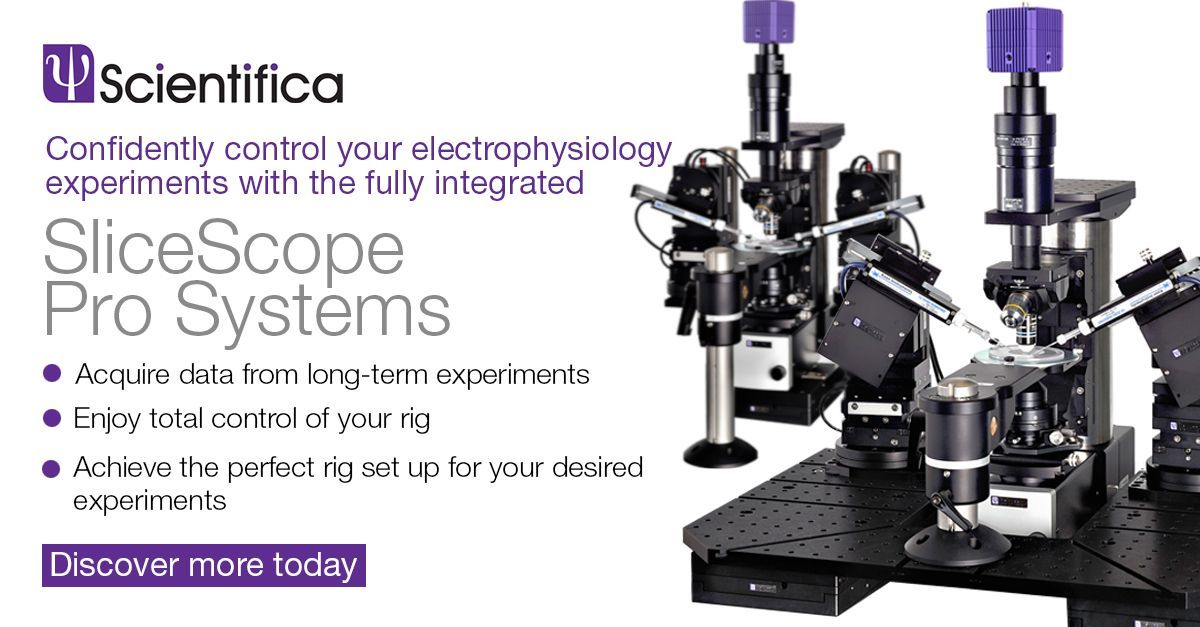 Scientifica_Int's tweet image. Elevate your research with the globally trusted, fully-integrated SliceScope Pro systems! Providing stability and versatility, you can confidently control your #patchclamp #electrophysiology experiments to acquire reliable data. buff.ly/orXaZYo #neuroscience