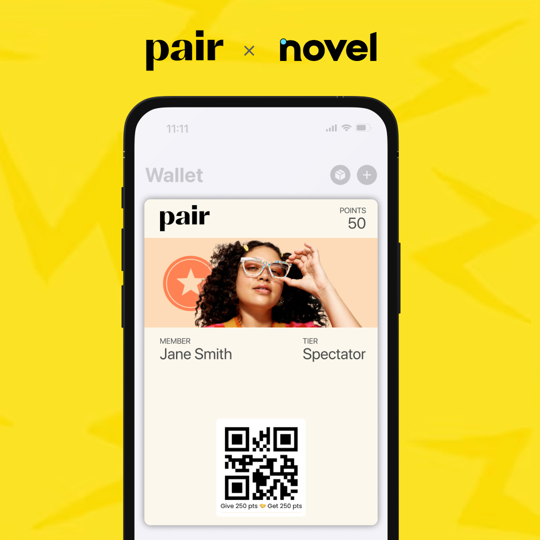 Novel (@novel_commerce) on Twitter photo Our latest partner, <a href="/PairEyewear/">Pair Eyewear</a> is changing the game on frames, and they were eyeing new ways to level up their already strong referral system.
Between IRL referrals via QR code scan on a wallet pass, or a simple one-tap that sends an SMS-based referral to your friends and Our latest partner, <a href="/PairEyewear/">Pair Eyewear</a> is changing the game on frames, and they were eyeing new ways to level up their already strong referral system.
Between IRL referrals via QR code scan on a wallet pass, or a simple one-tap that sends an SMS-based referral to your friends and