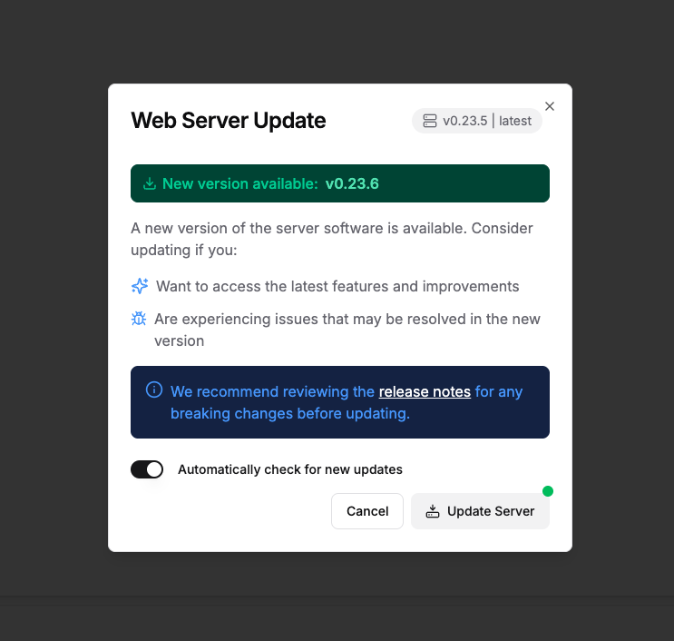dokploy 还挺爽的，一键升级