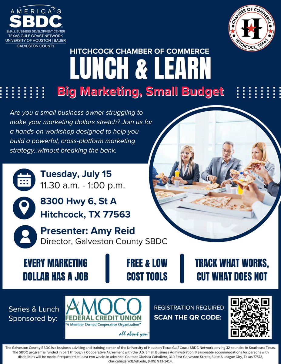 Sign-up Today: sbdc.uh.edu/assnfe/ev.asp?…

#hitchcockTX #LeagueCityTX #TexasCityTX #GalvestonTX #FriendswoodTX #GalvestonCountySBDC