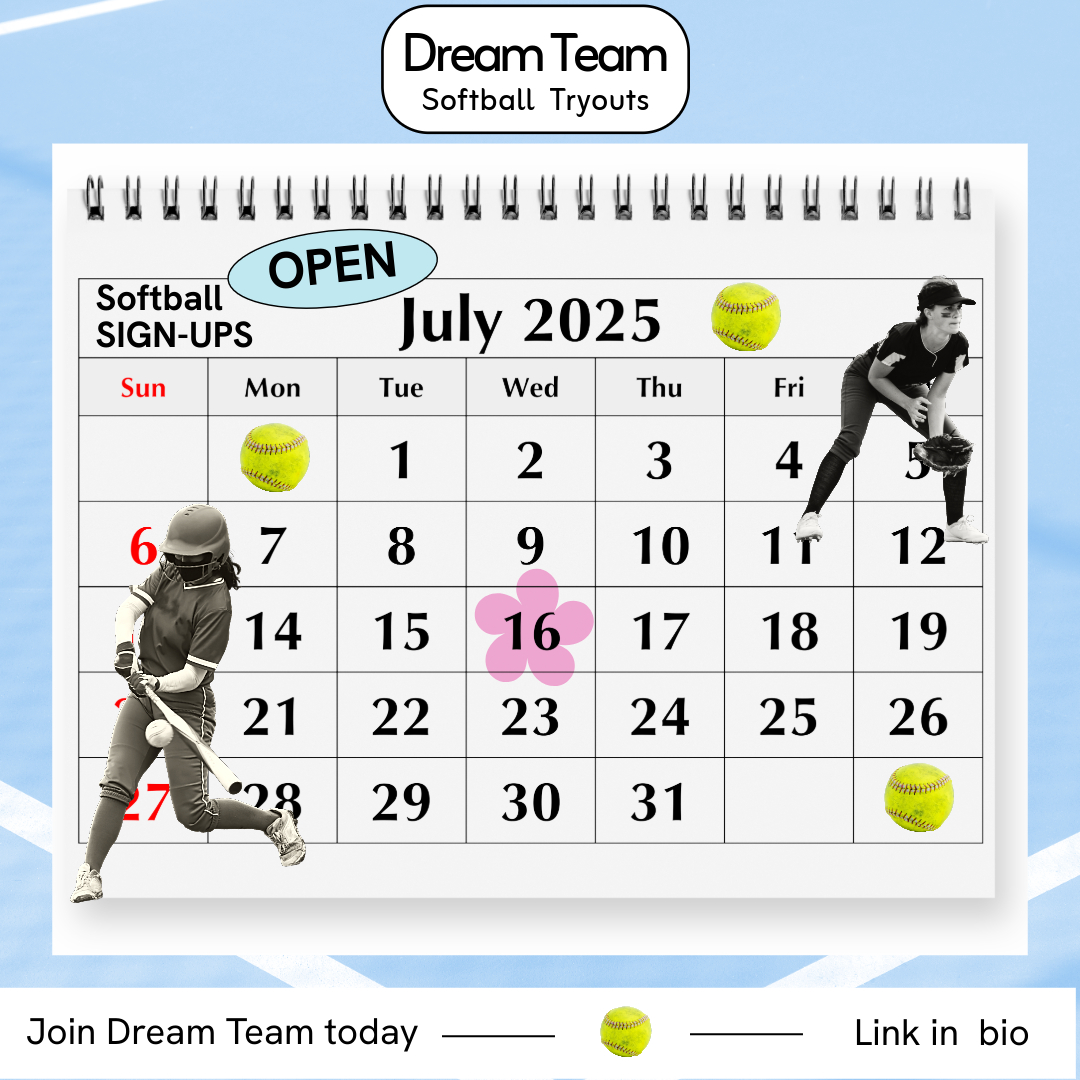📣 Dream Team 10U &amp; 12U Softball Tryouts!
Join us for tryouts on July 16th from 6:00–7:00 PM at:
DREAM Team Sports Center
📍12544 FM 917, Alvarado, TX 76009
✉️- softball@familydreamcenter.com
Come show us what you’ve got — we’re building something great! hubs.ly/Q03vGj_-0