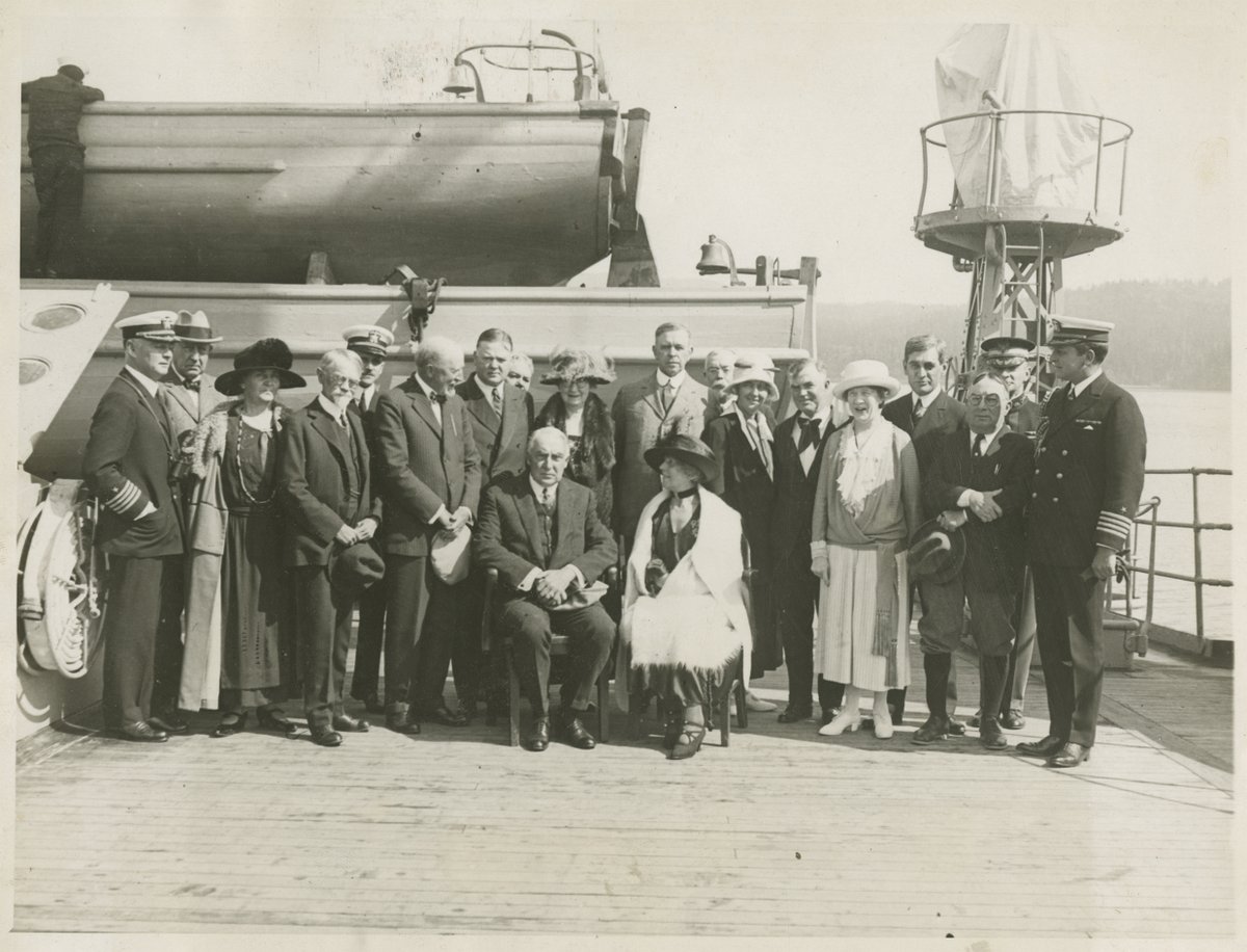 HooverPresLib's tweet image. President Harding’s “Voyage of Understanding” group sailed on the U.S.S. Henderson to Sitka, Alaska #OnThisDay July 23, 1923, heading for Vancouver, Canada. (31-1923-a57)
