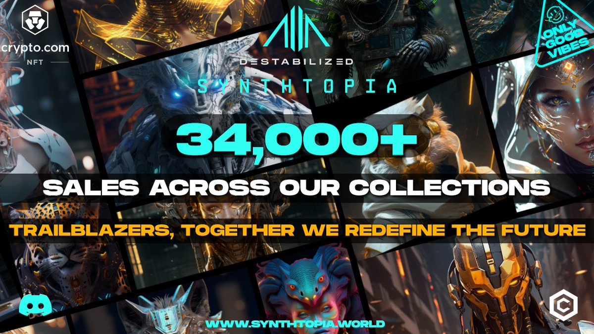 SYNTHTOPIA (@synthtopiaworld) on Twitter photo ๐ 34,000+ Sales Across Our Collections โก๏ธ
Weโve officially surpassed 34,000+ sales across primary and secondary markets on <a href="/cryptocomnft/">Crypto.com NFT</a> ๐ฅ
From bold beginnings to a thriving ecosystem, #SYNTHTOPIA is not just a project โ itโs a legacy in motion.
This milestone reflects your ๐ 34,000+ Sales Across Our Collections โก๏ธ
Weโve officially surpassed 34,000+ sales across primary and secondary markets on <a href="/cryptocomnft/">Crypto.com NFT</a> ๐ฅ
From bold beginnings to a thriving ecosystem, #SYNTHTOPIA is not just a project โ itโs a legacy in motion.
This milestone reflects your