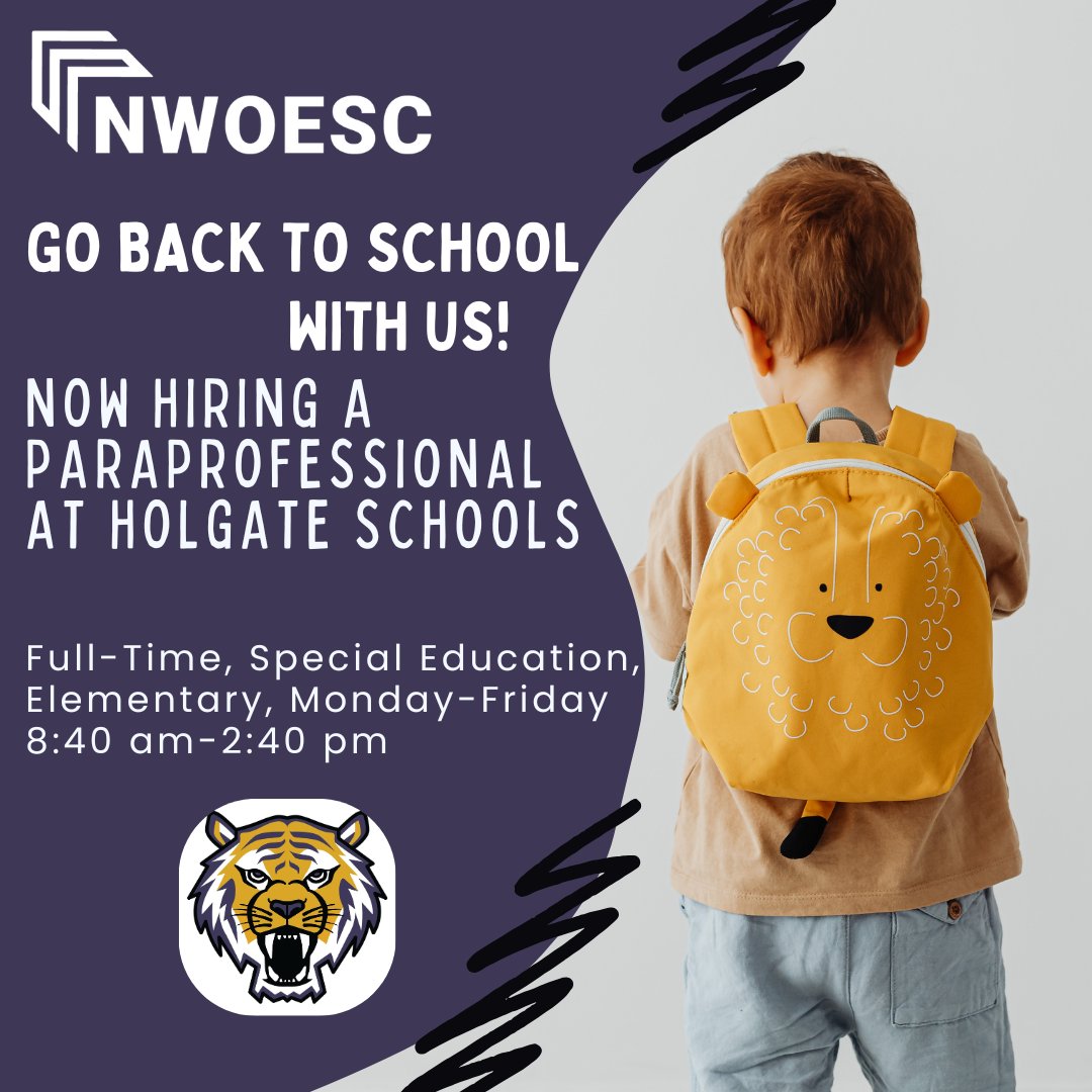 We're looking for someone to support students at Holgate Schools! Apply today: nwoesc.schoolspring.com/?jobid=5197478