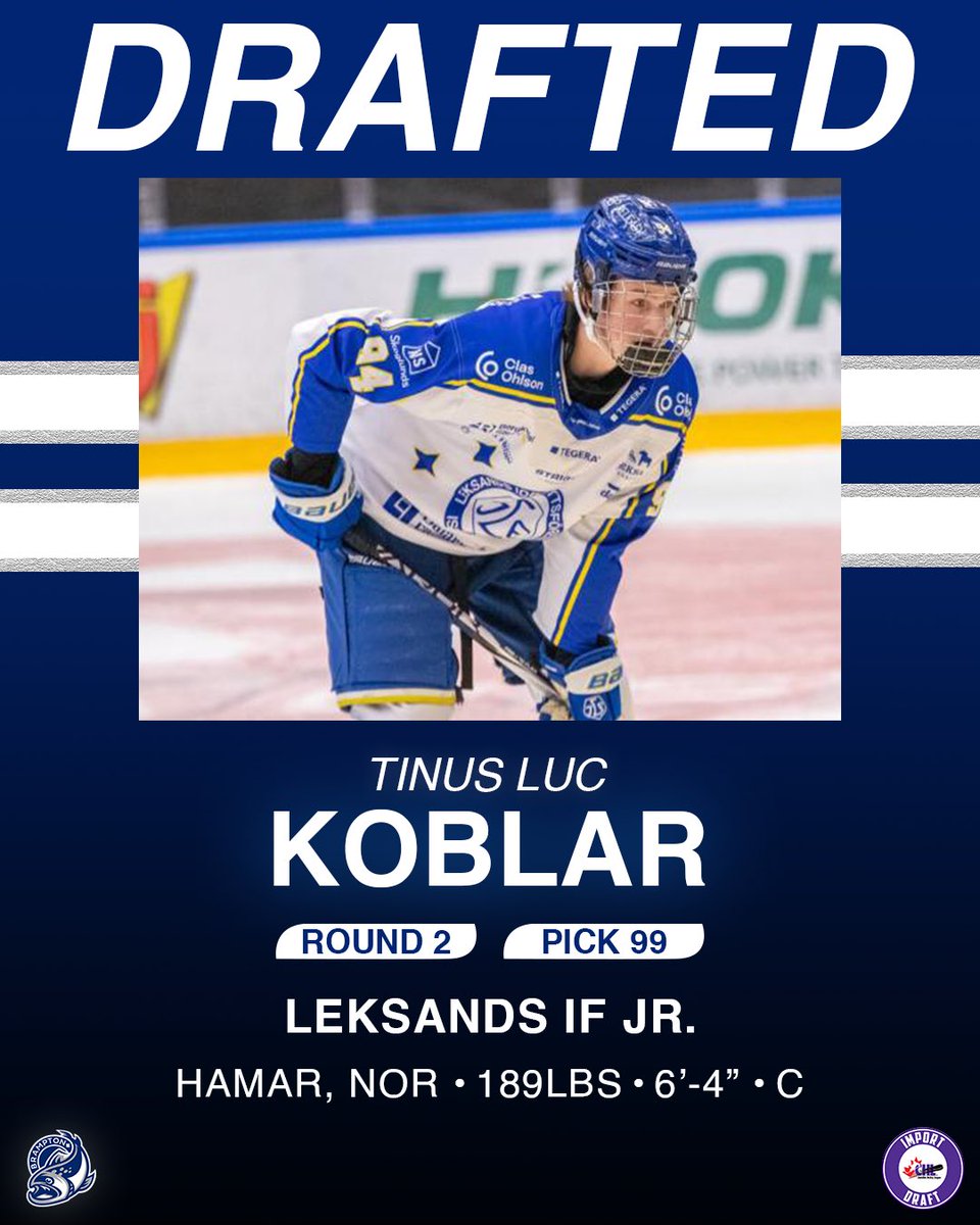 We got our guys! 🫡

The Brampton Steelheads have selected Matej Stankoven (1st round, 38th overall) from Slovan Bratislava Jr. team and Tinus Luc Koblar (2nd round, 99th overall) from Leksands IF Jr. team in the 2025 CHL Import Draft.

Read the full draft details at