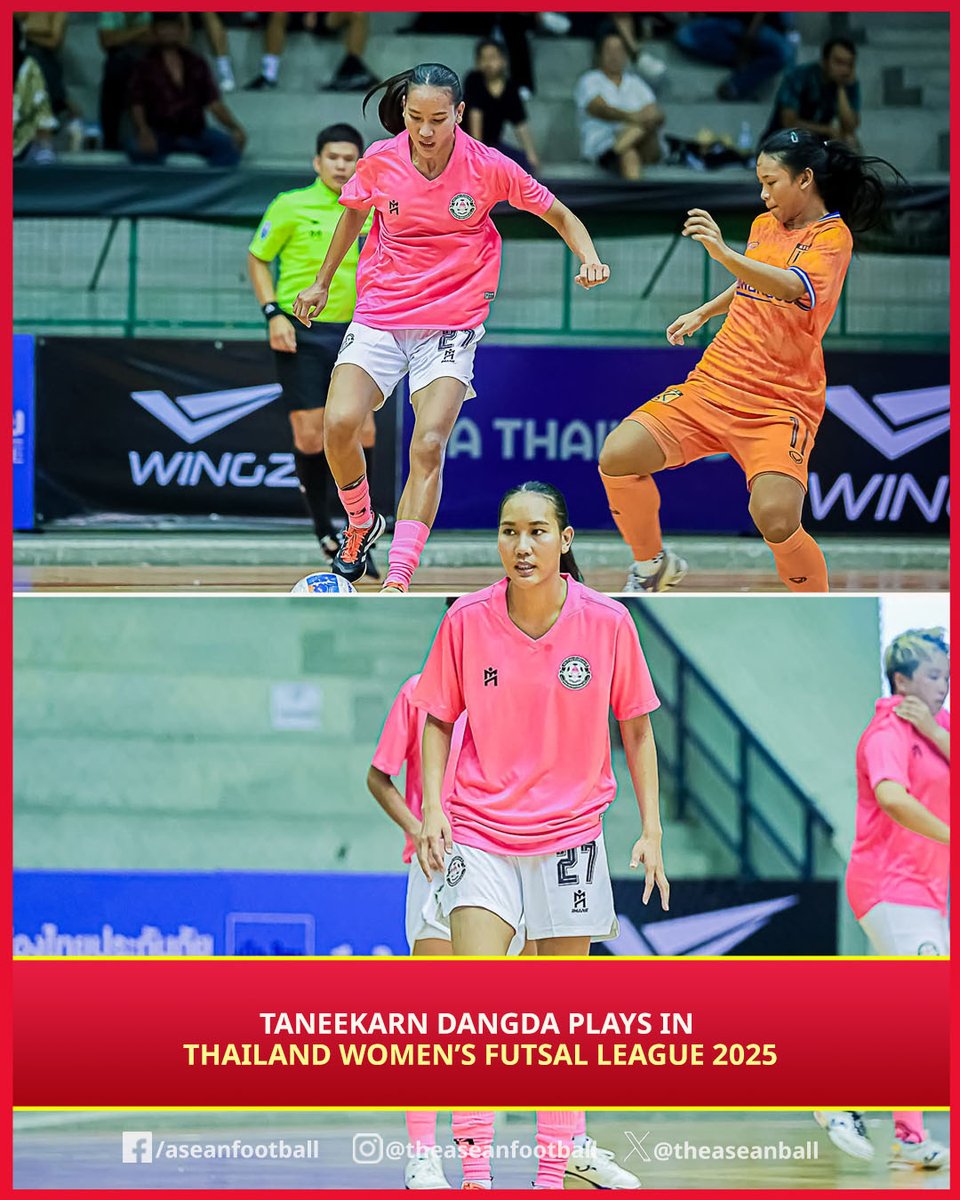 🇹🇭 Thai women's football star Taneekarn Dangda has officially transitioned to futsal!

She made her debut wearing #27 for PTU - Pathumthani University Futsal Club, a new team in the Muang Thai Insurance The Championship Women’s Futsal 2025. 🆕

#TaneekarnDangda