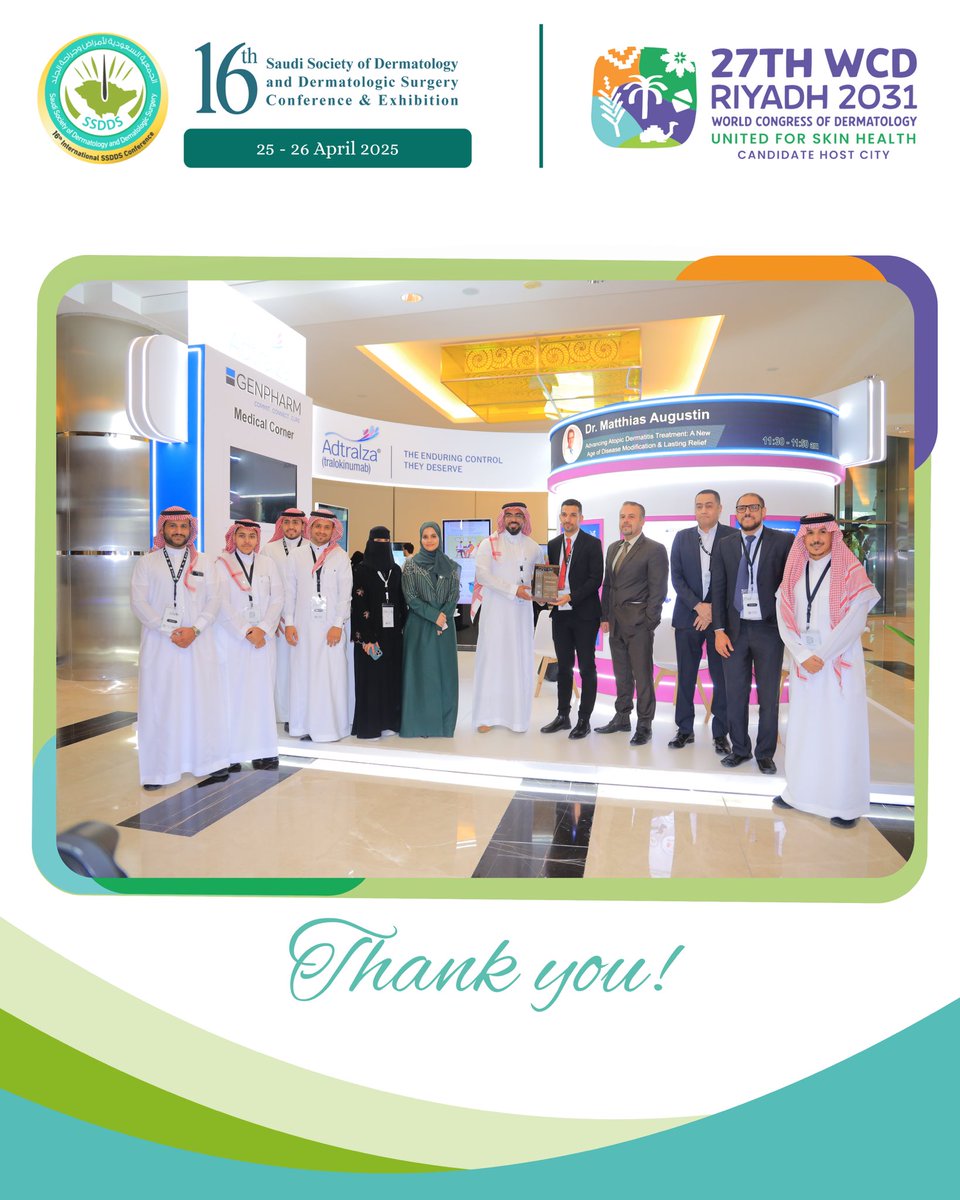 We are profoundly grateful to our Diamond Sponsor Genpharm for their exceptional visionary support at the 16th Saudi Society of Dermatology and Dermatologic Surgery Conference.

Your partnership was not only foundational to this event’s success but also a driving force in shaping