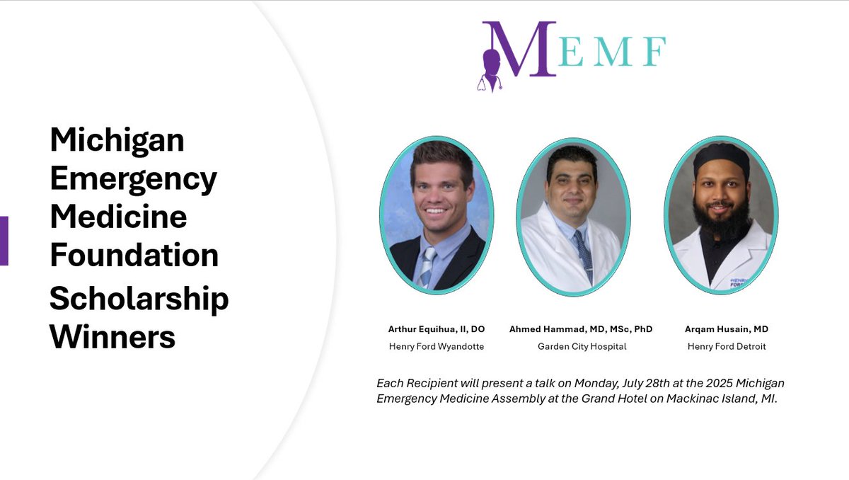 Join us at the #MEMA25 and see our MEMF scholarship contest winners present their lectures. Congratulations Drs. Arthur Equihua, II, Ahmed Hammad, and Arqam Husain! Register now, see add-on events, and find out other conference details here: mcep.org/conferences/54…