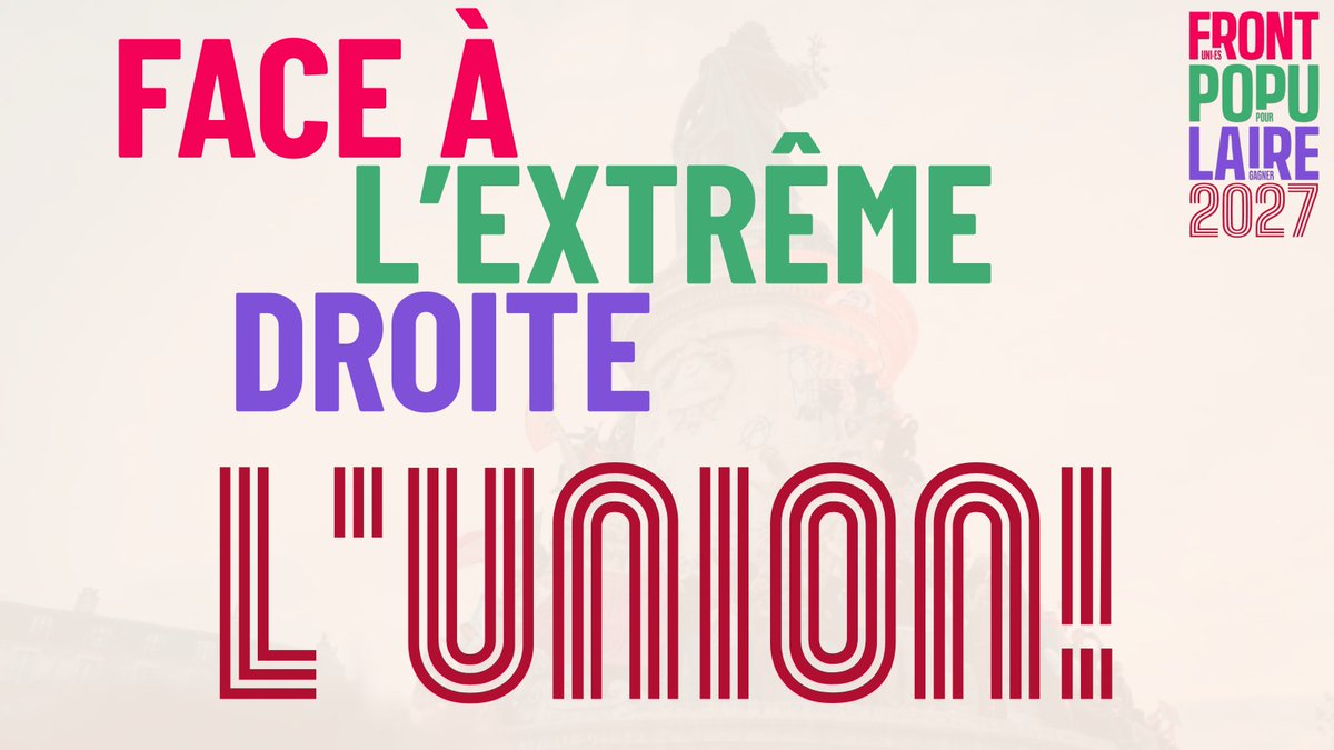 FP_UPG2027's tweet image. Face à l’extrême droite, on n’a pas le luxe de rester divisé·es. Il est temps de refaire front ensemble, de construire une véritable alternative populaire. L’union n’est pas un slogan, c’est une urgence.

#FrontPopulaire2027