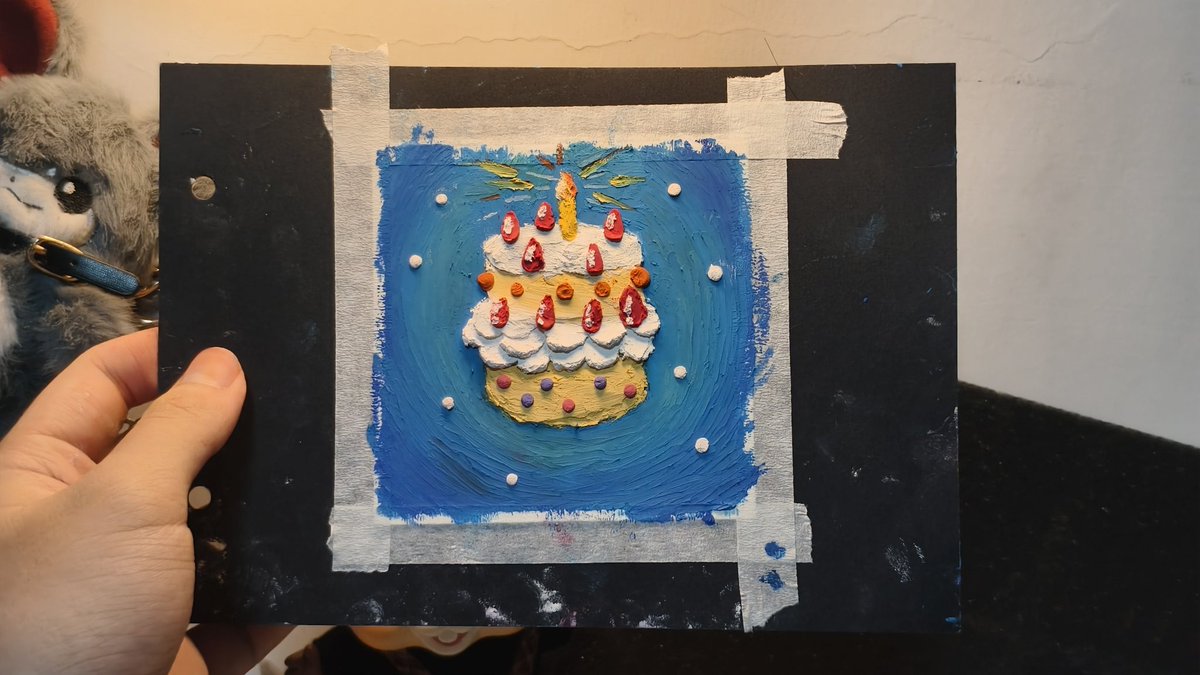 非色色，给朋友准备的生日礼物！画得真的超级艰难，油画棒太硬了，加了凡士林，结果太黏了，最后完全是把油画棒搓成球全程用手指搓出来的，啊啊啊，希望朋友会喜欢！！！！我那么用心！！我还准备了画框，到时候裱起来肯定好看！！（最近没有色色，上班太累在当乖小孩）