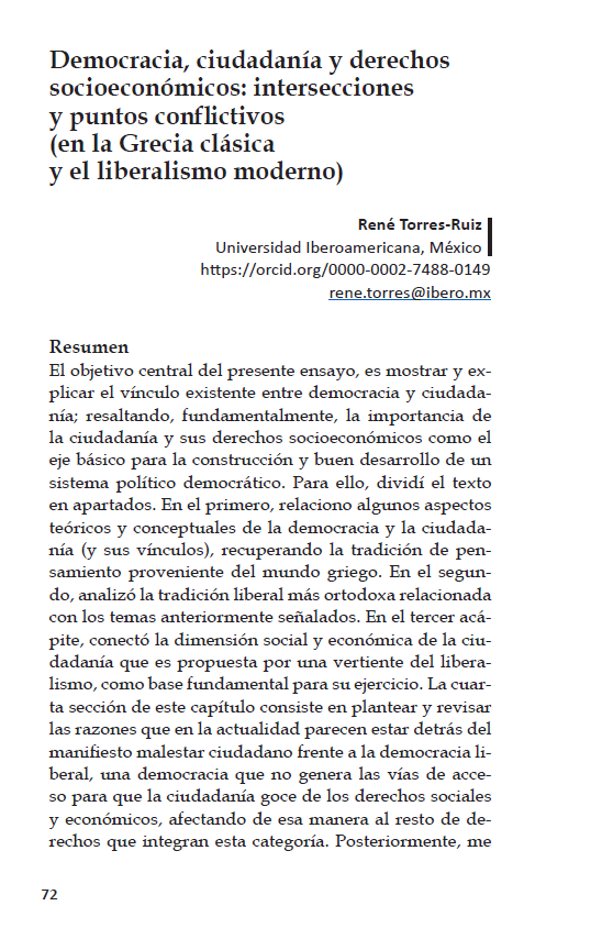 Nos complace compartir la más reciente publicación del Dr. René Torres-Ruiz, profesor-investigador del Departamento de Ciencias Sociales y Políticas.

🔎 El artículo, titulado “Democracia, ciudadanía y derechos socioeconómicos: intersecciones y puntos conflictivos”.