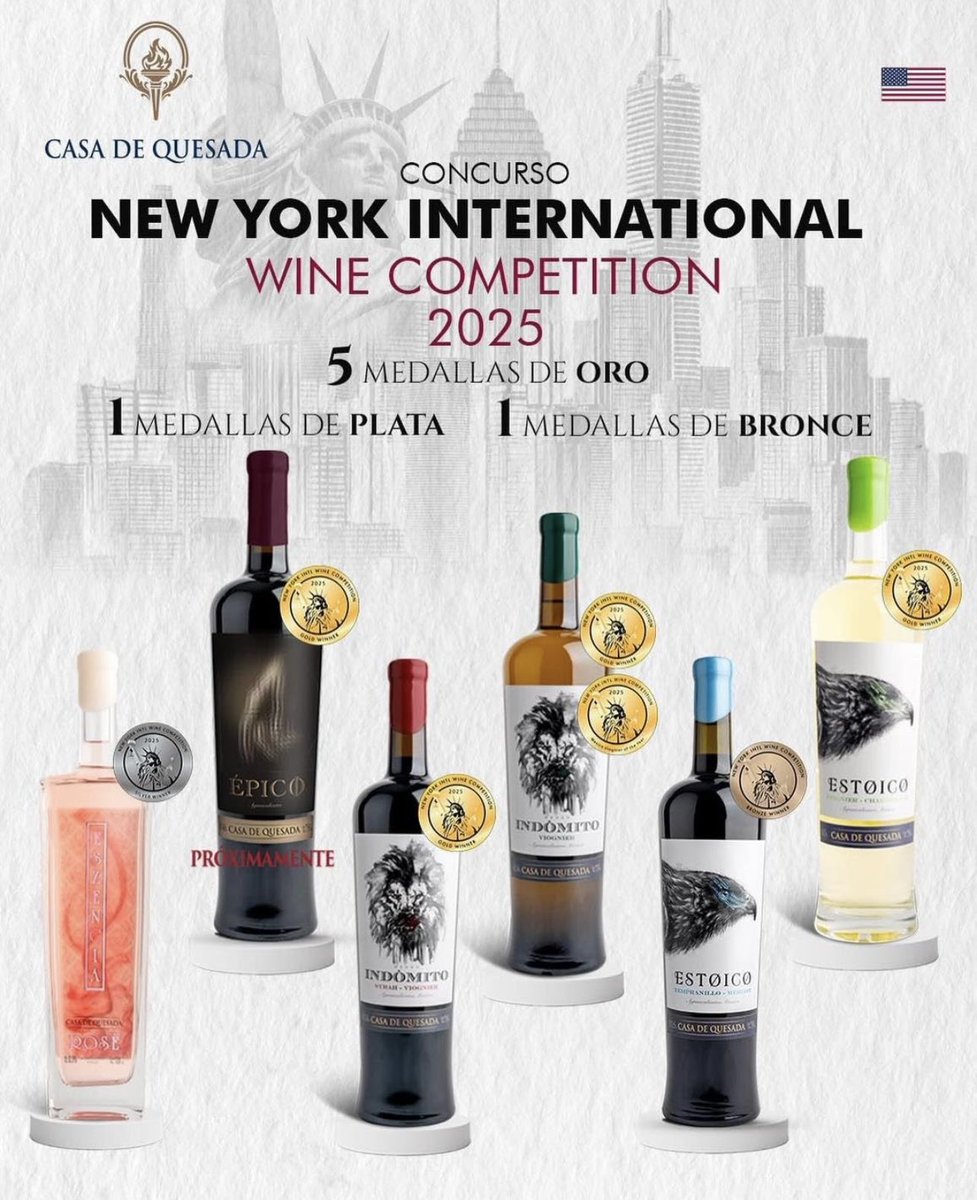LOS VINOS DE AGUASCALIENTES PREMIADOS A NIVEL INTERNACIONAL  🥇🍷 

7 nuevas medallas obtuvieron los vinos de Aguascalientes en el concurso New York International Wine Competition 2025.

¡Enhorabuena a Casa de Quesada por estos logros!