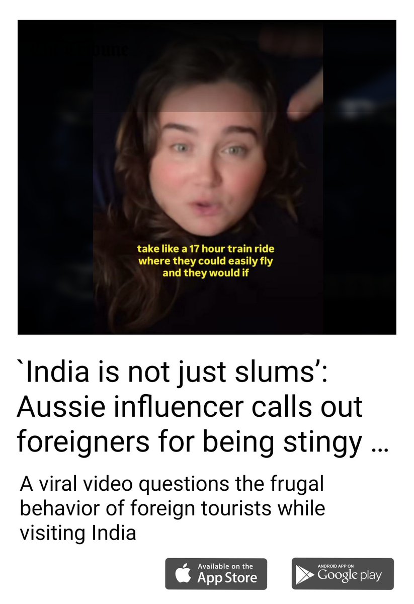ashokmalik's tweet image. `#India is not just #slums’: #Aussie_influencer calls out foreigners for being stingy tourists
tribuneindia.com/news/explorein…