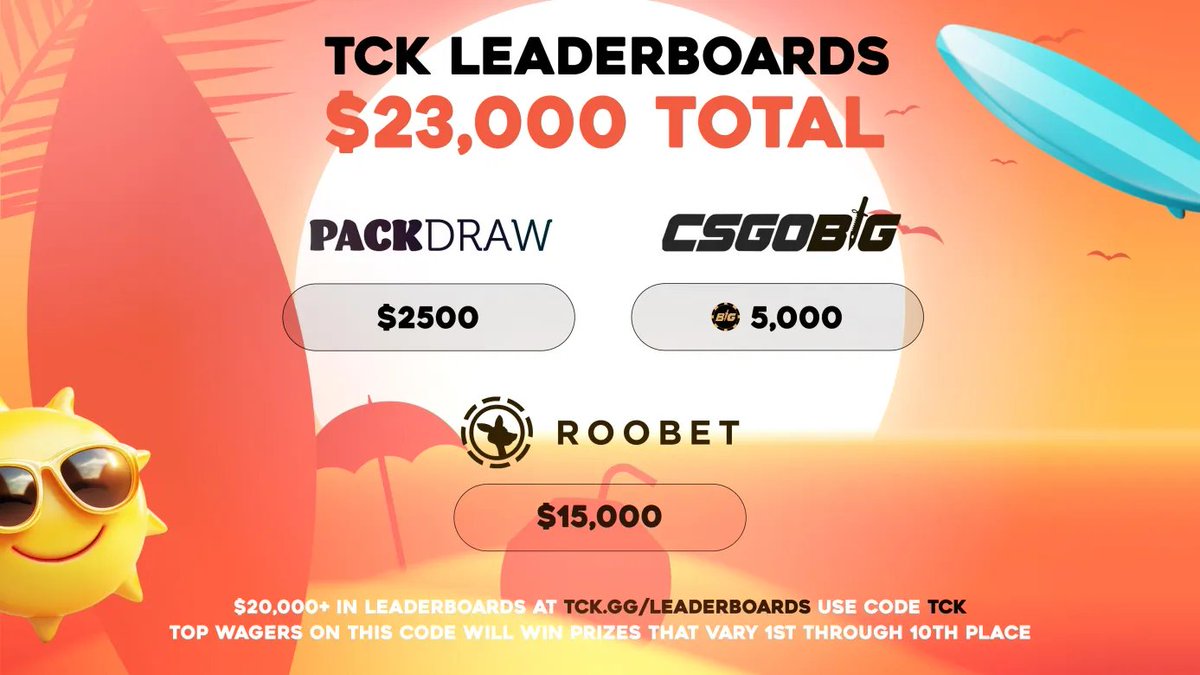 tckgg's tweet image. It's That Time Again... New Month, Means Brand New Leaderboard With $23,000 of Claimable Prizes!!🎁
🏆-> tck.gg/leaderboards
- $15,000 @Roobet
- $5,000 @csgobig
- $2,500 @PackDraw
29 Days Remaining ⏰
Questions? Join the Discord -> Discord.gg/TCK