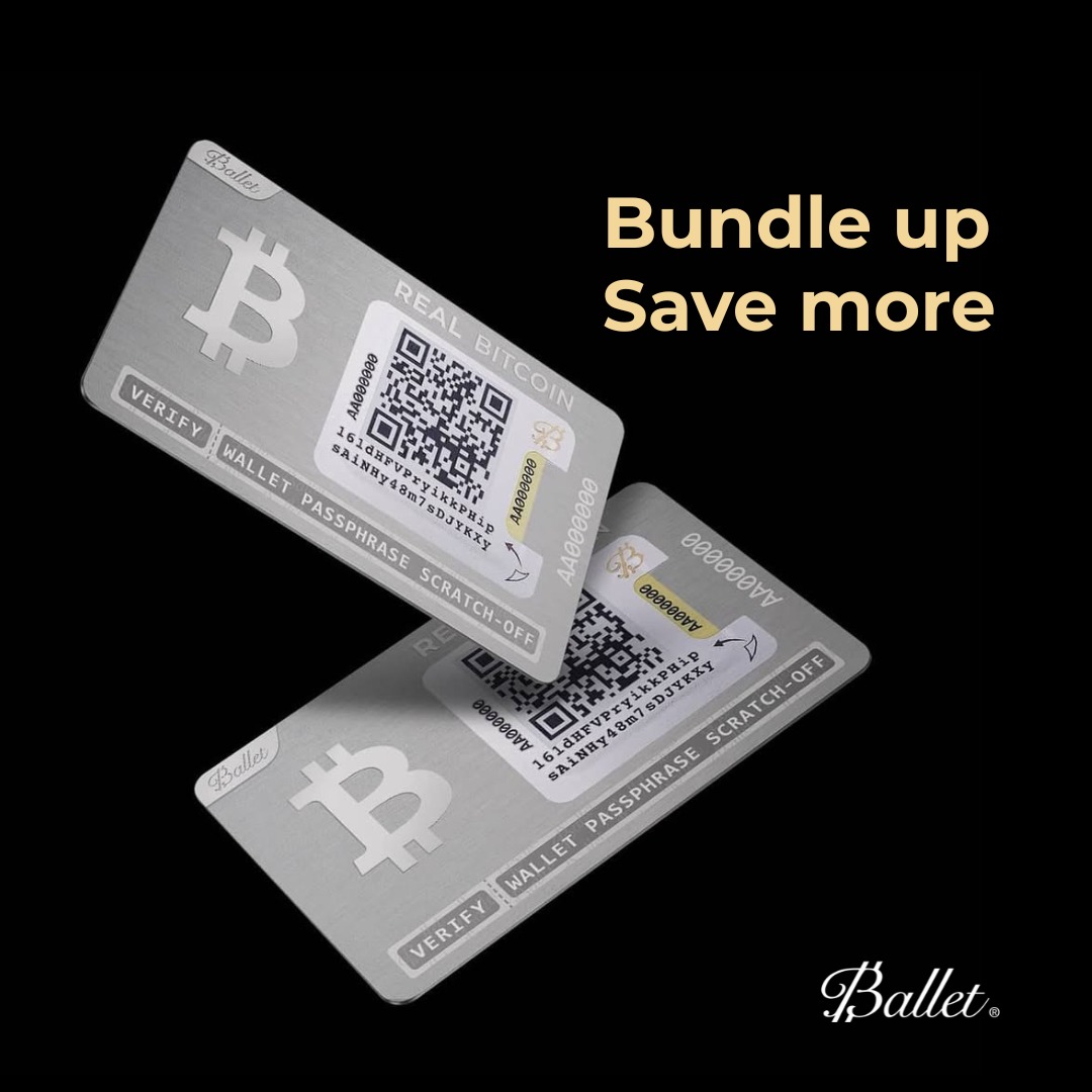 Get two Ballet wallets for $79.9 now!  

⭐️Store multiple coins in one card $BTC $XRP $ETH $LTC and more.
⭐️Deposit, buy, swap and transfer your coins effortlessly.
⭐️30 days money-back guarantee. 

store.ballet.com/products/balle…