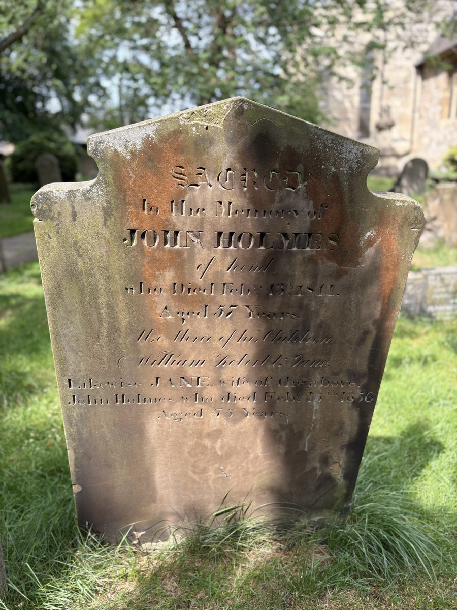 Within a peaceful churchyard, a mottled and worn gravestone adorned with beautiful script tells of the life of one JOHN HOLMES of Acomb who died at the age of 57 in February 1841

⚰ Parish Churchyard of St Stephen. Acomb. Yorkshire. UK.

#GraveyardSquirrel #TombstoneTuesday