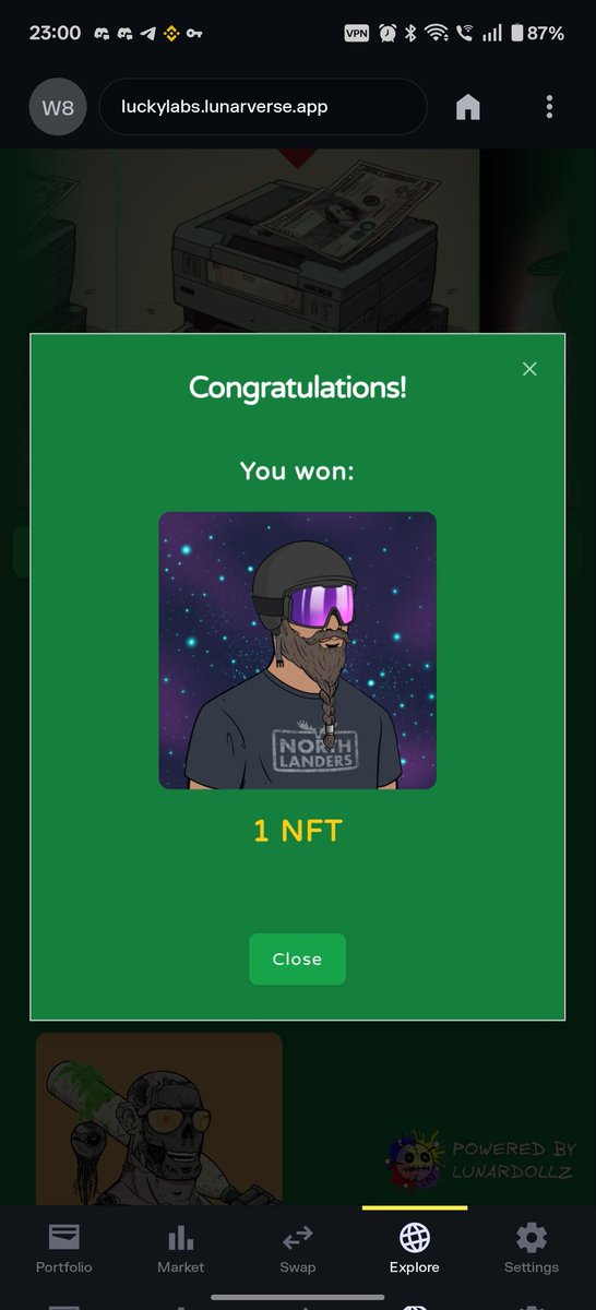 VKG 🐸 (@v_nayk) on Twitter photo Spinny spin.. win win win!!
Took at lootbox spins at <a href="/DoubleL7777/">Lucky Labs</a> and grabbed a <a href="/northlandersnft/">The Northlanders</a> 🔥
I love randomly go and spin at all the lootbox utilities provided by partners of <a href="/LunardollzNft/">✨The LunarVerse ☄️</a> .. I'm kinda addicted to these loots 😂 Spinny spin.. win win win!!
Took at lootbox spins at <a href="/DoubleL7777/">Lucky Labs</a> and grabbed a <a href="/northlandersnft/">The Northlanders</a> 🔥
I love randomly go and spin at all the lootbox utilities provided by partners of <a href="/LunardollzNft/">✨The LunarVerse ☄️</a> .. I'm kinda addicted to these loots 😂