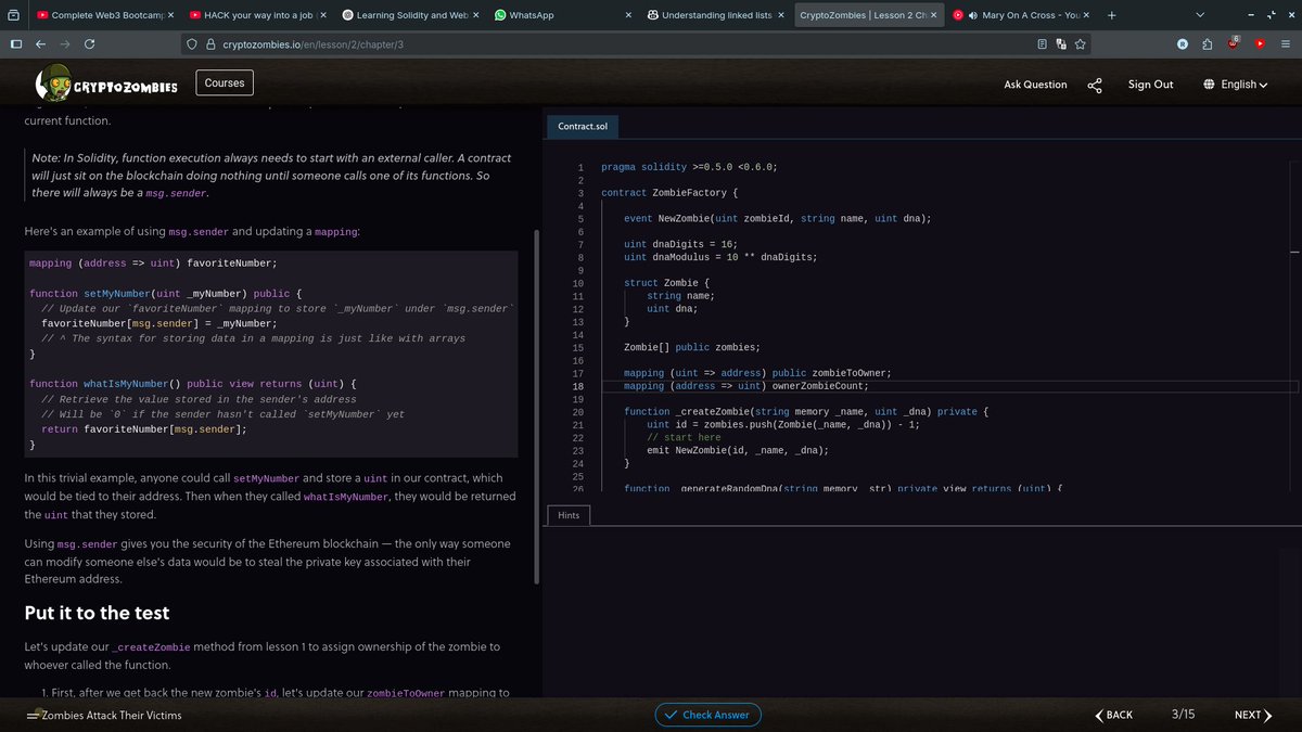 rahulrr_dev's tweet photo. Day 1 of learning Solidity.

Learned how smart contracts know who’s interacting with them using msg.sender.

Explored event and emit for logging, and used keccak256(abi.encodePacked(...)) for randomness.

Didn’t finish the module, but showed up.

#Solidity #web3 #buildinpublic https://t.co/H5uVK7NRaU
