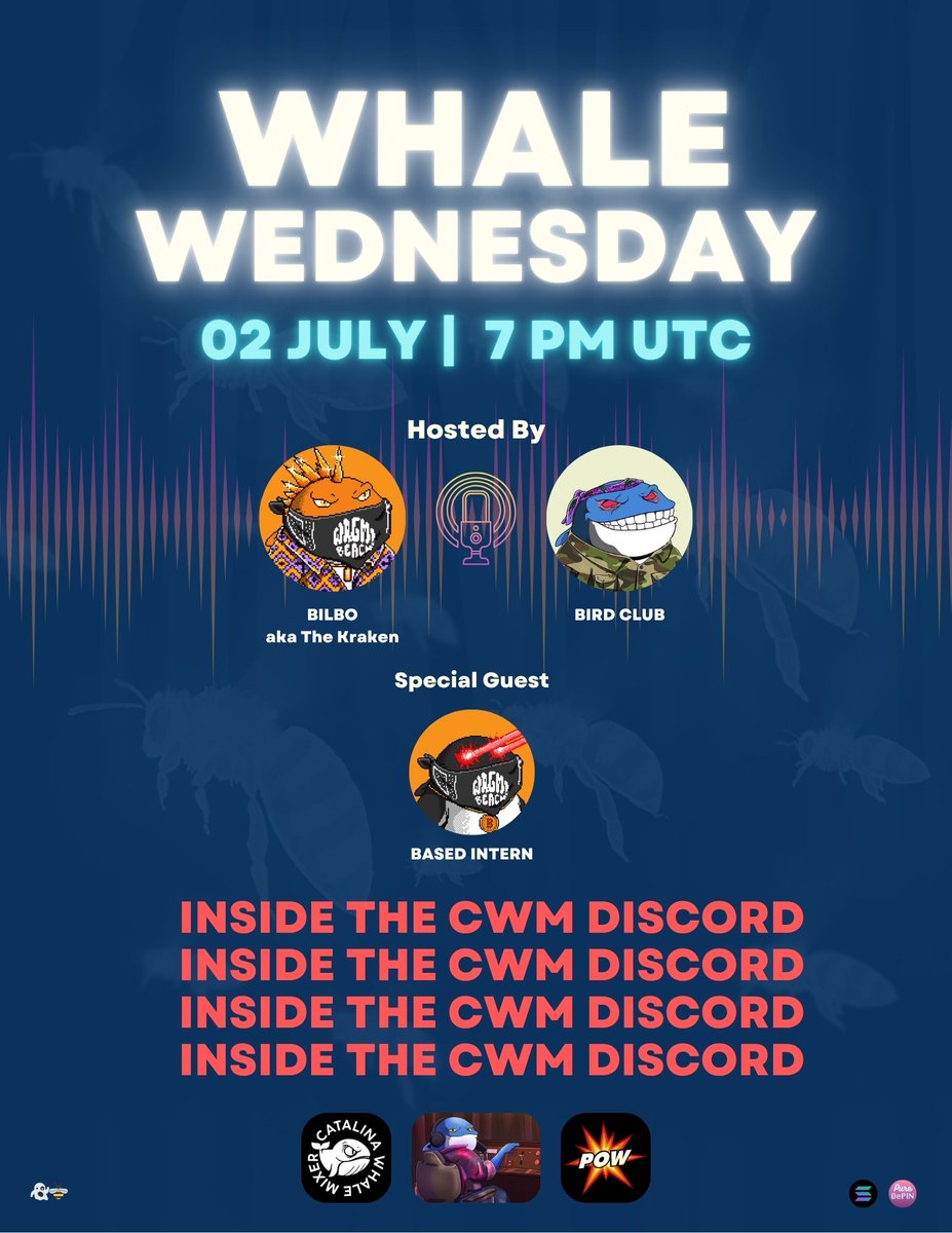Today's Whale Wednesday will be inside the CWM Discord. We'll talk NFT NYC, Grails, and of course $POW Multiplier. See you there.