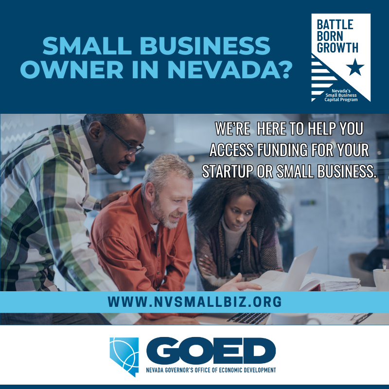 NV State Small Business Credit Initiative (SSBCI) (@nvssbci) on Twitter photo Need funding? Want to expand? Our SSBCI program can help you do both! Find the right capital solution for your business today: nvsmallbiz.org!
<a href="/DiversifyNevada/">Nevada GOED</a> Need funding? Want to expand? Our SSBCI program can help you do both! Find the right capital solution for your business today: nvsmallbiz.org!
<a href="/DiversifyNevada/">Nevada GOED</a>