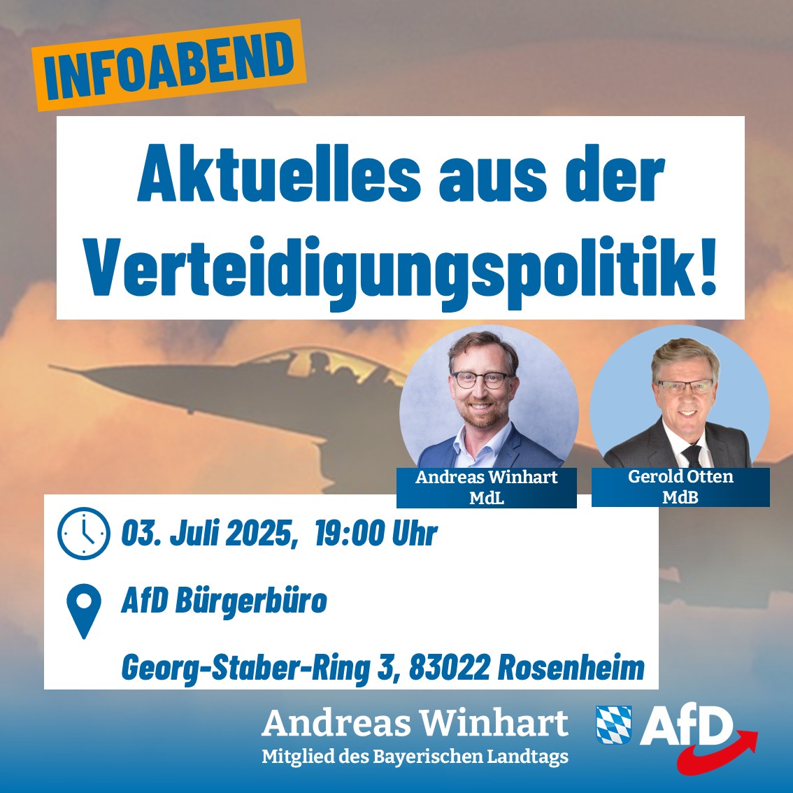 ❗️Zur Erinnerung❗️
Heute Abend im Bürgerbüro #Rosenheim! 
Wir freuen uns auf Euch!
#AfD