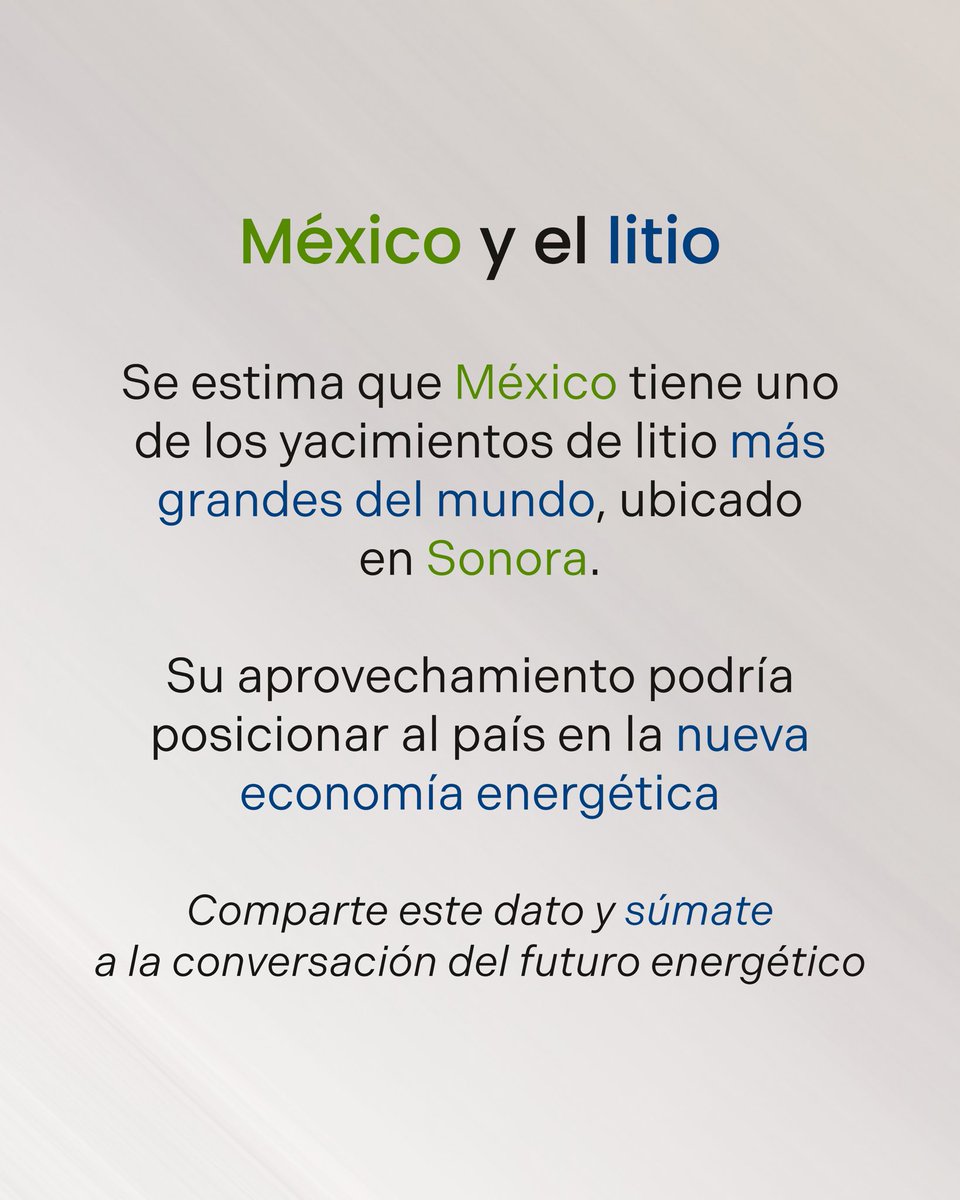 🔋 El litio es clave en el futuro energético: baterías, autos eléctricos y energías limpias.
🇲🇽 México alberga uno de los yacimientos más grandes del mundo, en Sonora.
#Litio #MineríaVerde #Sonora #FuturoEnergético