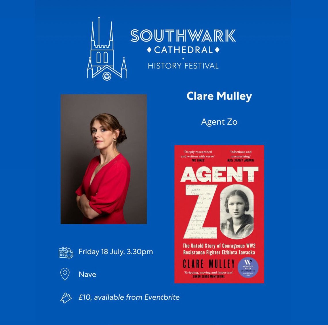 claremulley's tweet photo. My last festival talk on #AgentZo this summer is at @Southwarkcathed #histfest, 3.30pm Fri 18 July :)
More this autumn at @HallWesterham @AnsteyHall #SibleHedingham @HerefordFest #TheReformClub, all before heading off to Poland in Octโฆ
Full list: https://t.co/Y01PzCoZBd https://t.co/1pdCgduhDX