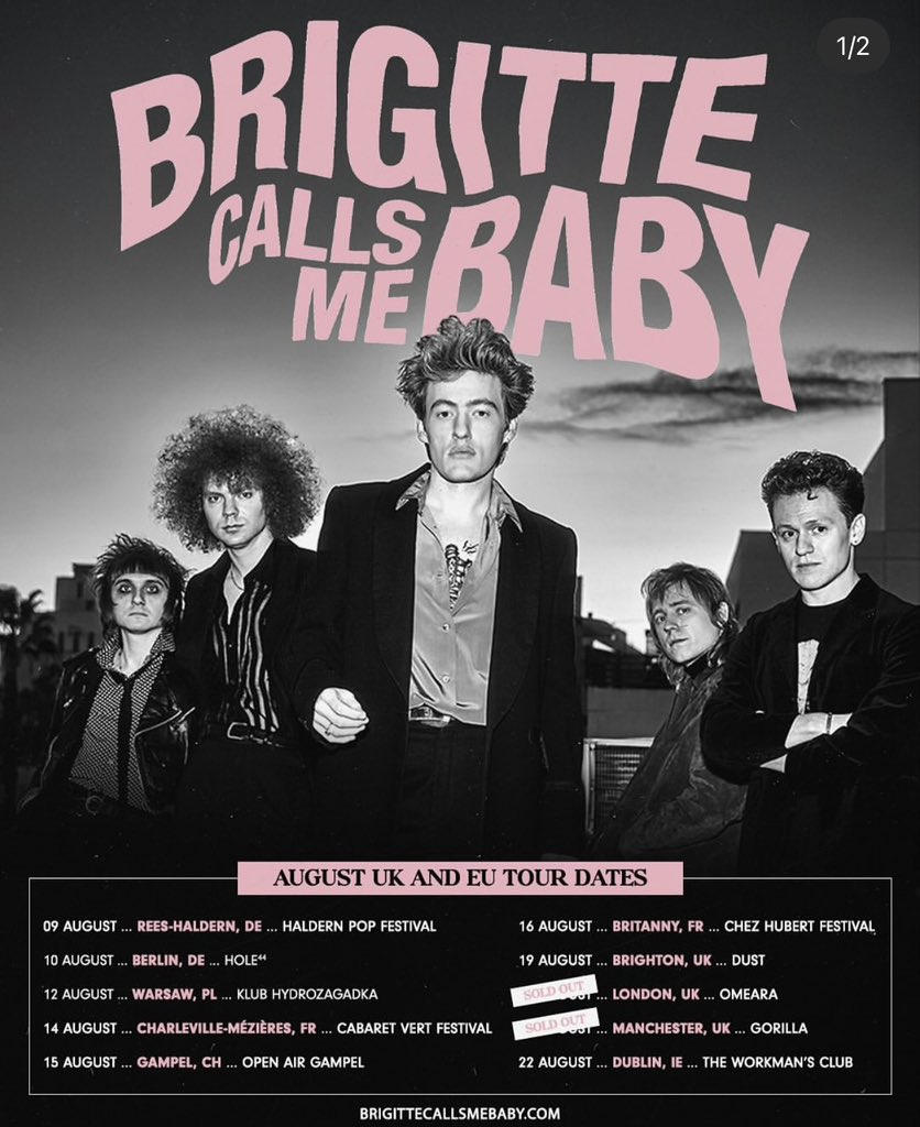 Brigitte Calls Me Baby (@bcmbband) on Twitter photo 2025 EU/UK AUGUST TOUR UPDATE:
Tickets are ON SALE NOW
Manchester = SOLD OUT
London = SOLD OUT
Dublin = few tickets left!
Berlin= Venue has just been upgraded to <a href="/holeberlin/">Hole Berlin</a> after swiftly selling out
-grab your tickets before they’re gone 2025 EU/UK AUGUST TOUR UPDATE:
Tickets are ON SALE NOW
Manchester = SOLD OUT
London = SOLD OUT
Dublin = few tickets left!
Berlin= Venue has just been upgraded to <a href="/holeberlin/">Hole Berlin</a> after swiftly selling out
-grab your tickets before they’re gone