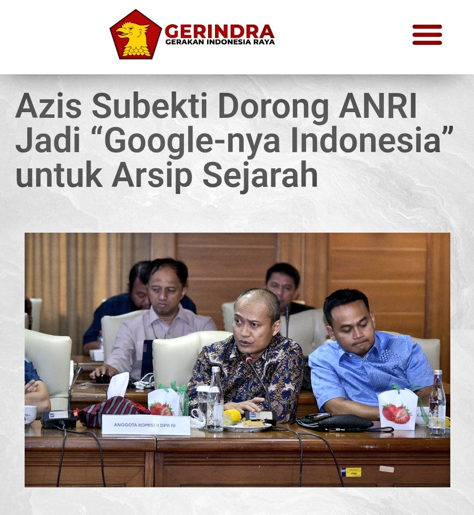 Kebudayaan itu bukan hanya masa lalu, tapi juga masa kini dan masa depan. 

Arsip juga harus seperti itu. Bukan sekadar tumpukan dokumen, tapi harus menjadi kekuatan digital yang hidup

#AzisSubekti #dpdri #arnas #arsip 

gerindra.id/2025/06/26/azi…