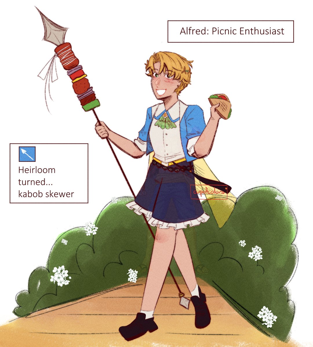 cupofcolors's tweet photo. (for FE artscuffle)
BBQ flavored Alfred ๐ซณ
#FireEmblem #FireEmblemEngage #fescuffle https://t.co/7CgxddG93P