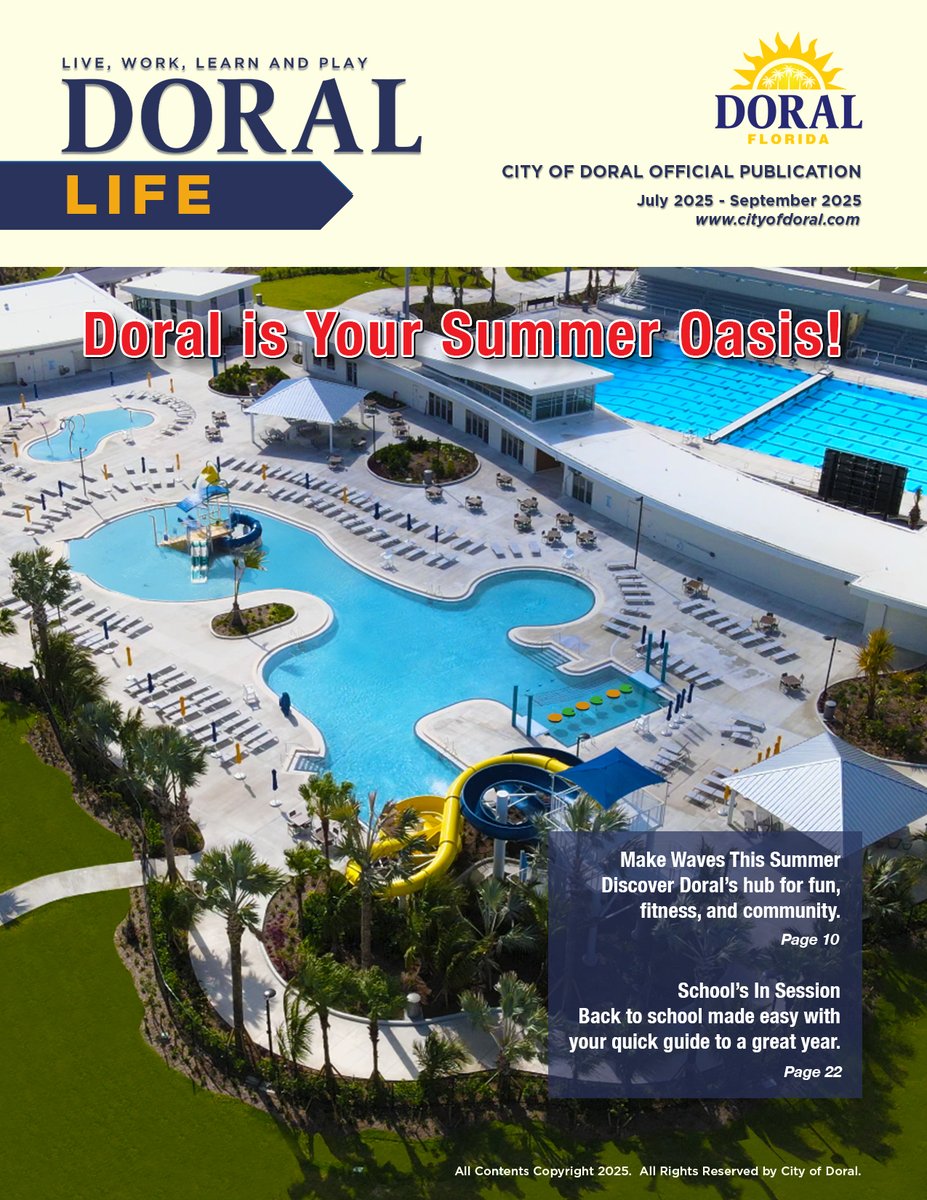 Summer just got better in Doral! 🌴☀️

Check out the Doral Life Summer 2025 Newsletter for exciting news, events &amp; updates happening all season long. 🏊🏼🌊🎆

📲 Dive in now at cityofdoral.com/Residents/Dora…