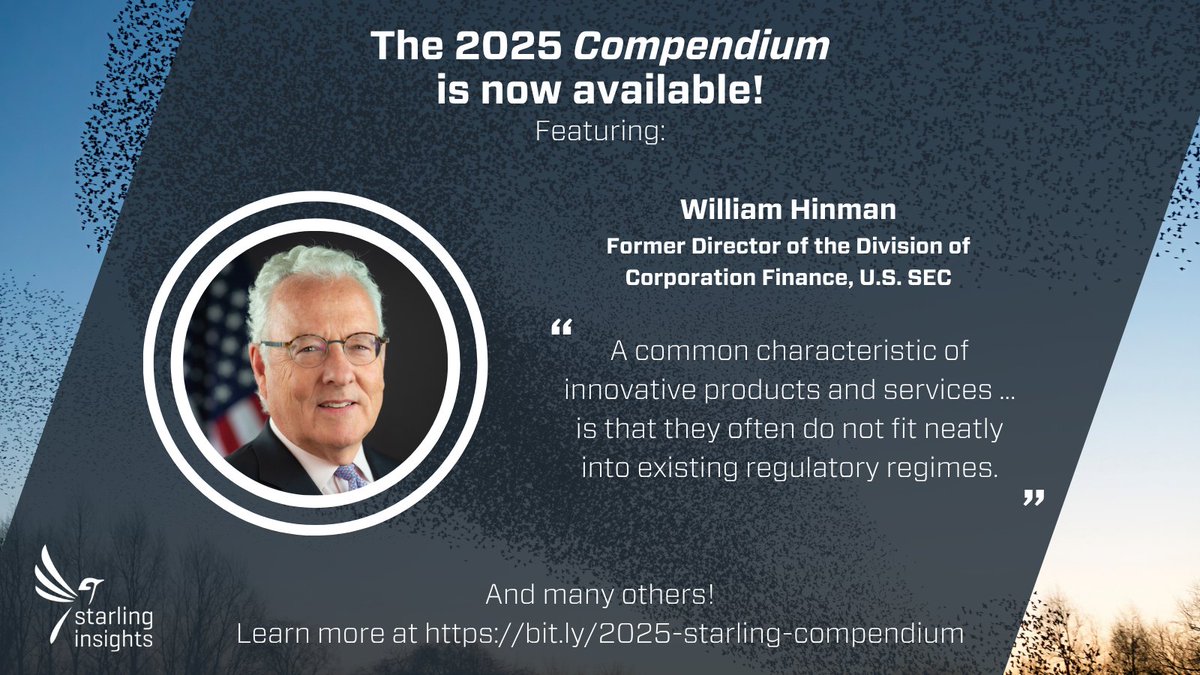 StarlingTrust's tweet image. Don't miss the article by William Hinman, former Director of the Division of Corporation Finance at the U.S. @SECGov, in our 2025 Compendium!
Globally, regulators are scrambling to widen their lens amidst the opacity and deepening interconnectivity between non-bank financial…