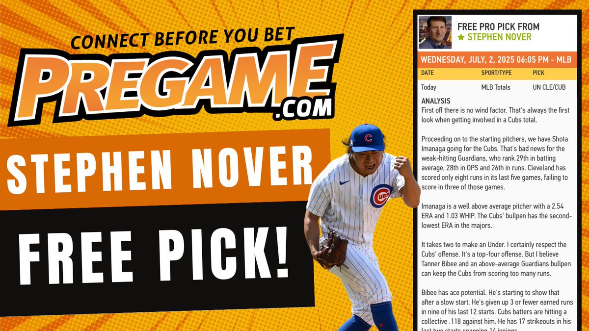 Wednesday MLB Free Pick from Stephen Nover! pregame.com/buy-picks/free…