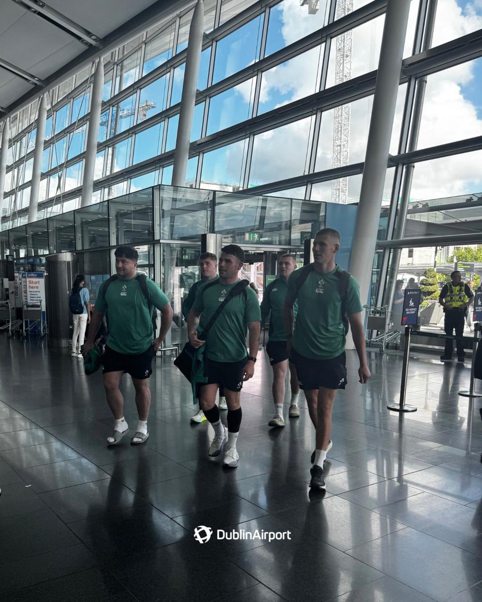 DublinAirport's tweet photo. .@irishrugby spotted at Dublin Airport this morning 👀

The Ireland squad are off to take on Georgia in their first match of the Summer Series 🇮🇪🏉

Best of luck to @Paul_OConnell and the lads! 👏 https://t.co/sTCY022PeV