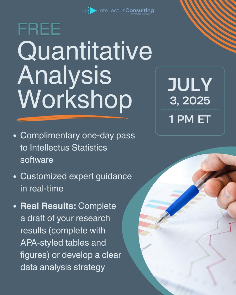 StatsSolutions's tweet image. It's your last chance to sign up for our free Quantitative Analysis workshop! Follow along and make real progress on your project. Save your seat now: buff.ly/e9UAUtR