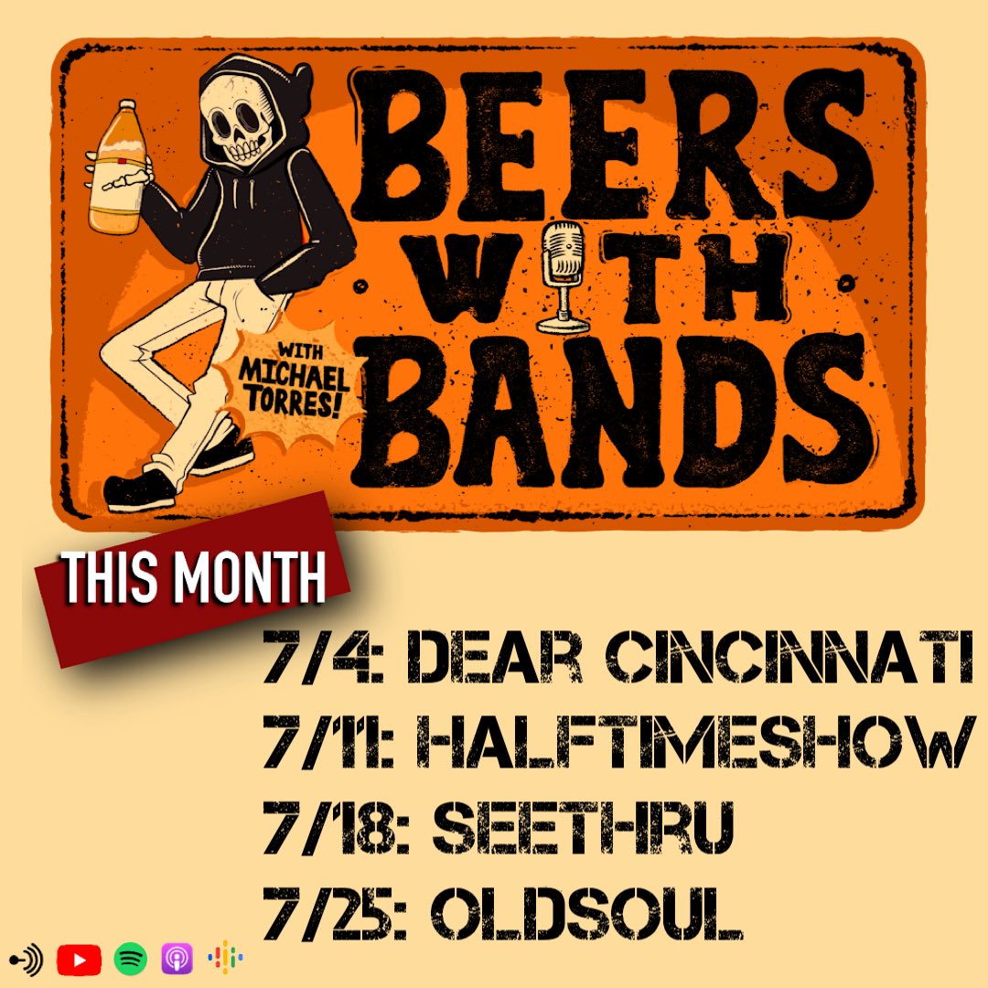 BeersWBandsPod's tweet image. Let’s get rowdy this July!!

7/4: @dearcincinnati 
7/11: halftimeshow
7/18: SEETHRU
7/25: @oldsoulMA