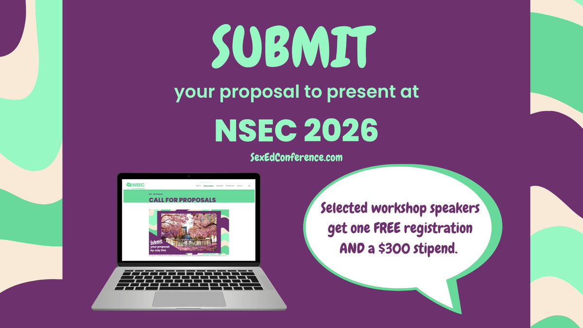 Got a fun, engaging activity that other sex educators need to experience? 🎉

SUBMIT to present at NSEC 2026, hosted by the CSE-the national education division of PPNCSNJ.

Selected workshops receive a $300 stipend AND FREE registration.

Submit  SexEdConference.com/proposals/