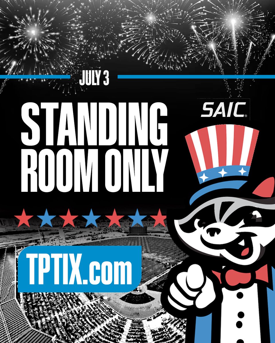 trashpandas's tweet photo. 🚨July 3rd Update🚨

Only SRO tickets remain for Thursday's Independence Eve Celebration with Fireworks after the game, presented by @SAICinc.

REMINDER: We have a Fourth of July Extravaganza on Friday from 5:30 to 9, and it's capped w/  Fireworks you can watch from the field. https://t.co/0T1Q6Xc29u