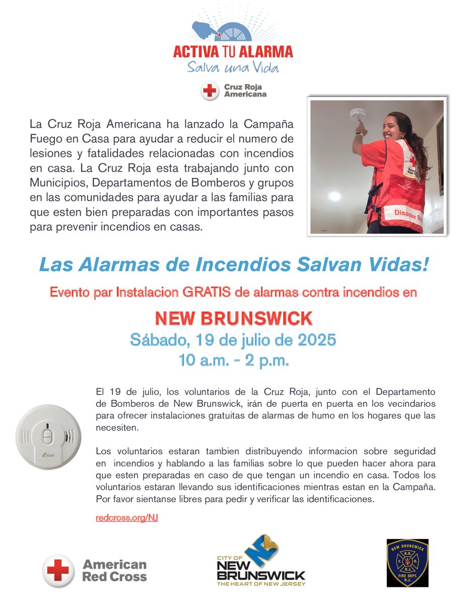 On July 19 Red Cross volunteers along with the New Brunswick Fire Department will be going door-to-door offering free smoke alarm installations in homes that need them.

All volunteers will be wearing identification tags while canvassing. 

Please feel free to request to see ID.