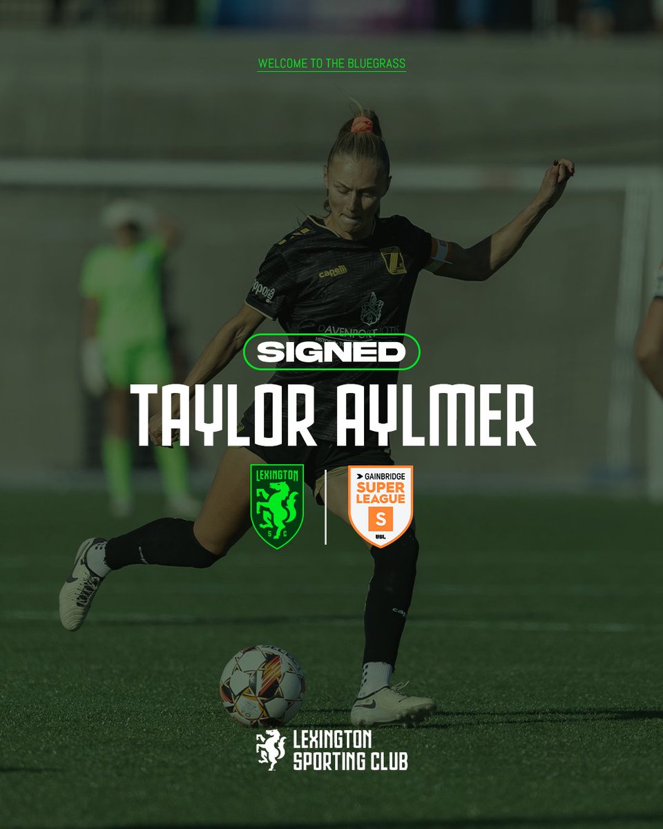 𝐒𝐏𝐊 ✈️➡️ 𝐋𝐄𝐗

We have signed Taylor Aylmer on transfer from Spokane Zephyr FC. 🤝✍️

Welcome to Lexington, Taylor! We can't wait to see you in green!! 💚

🔗 bit.ly/4l9UTut

#LexGo #GainbridgeSuperLeague

(Pending league &amp; federation approval)