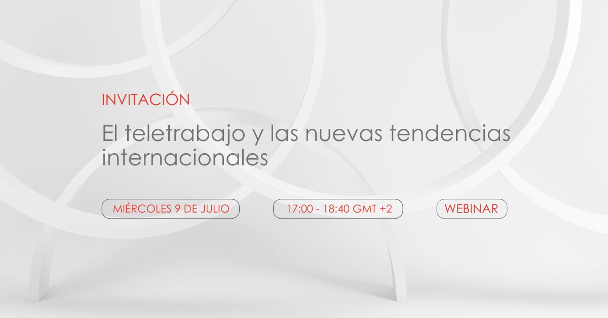💻 | Webinar
¿Sabes cómo están evolucionando las fórmulas de teletrabajo a nivel global? 
Una cita clave para líderes empresariales, gerentes y profesionales de RRHH.
Fecha: 9 de julio
Hora: 9:00 (hora CR) 
Modera: Daniel Valverde, socio
Registro e info: bit.ly/3I86dsB