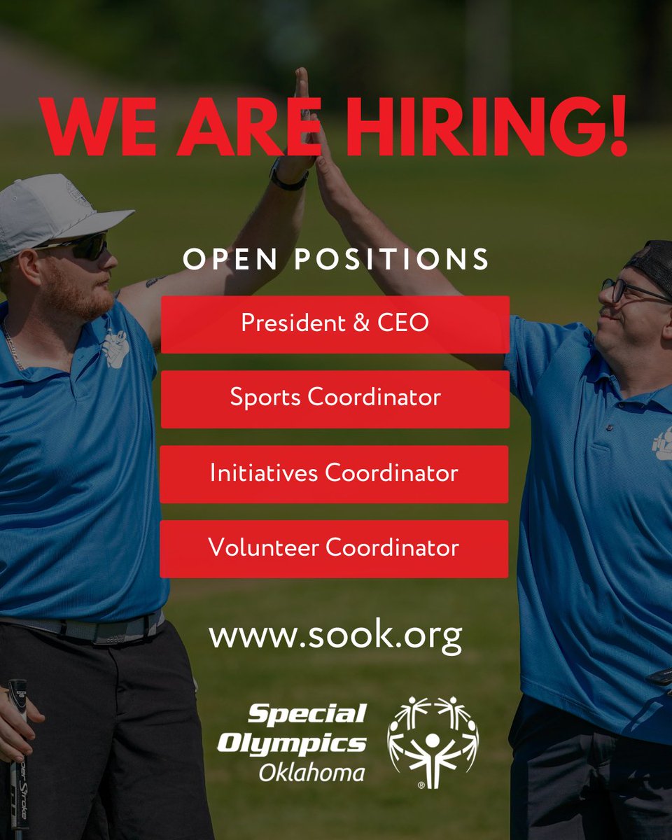 Looking for a job where your work matters? ✨

Special Olympics Oklahoma is hiring! Come help us empower athletes across the state.
Apply today ➡️ sook.org/hiring