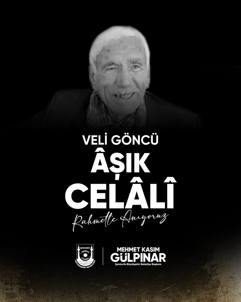 Yazdığı 3.000’in üzerindeki şiiriyle âşıklık geleneğimizin ve Şanlıurfa makam kültürünün önemli temsilcilerinden, Kısaslı Âşık Celâlî (Veli Göncü) ebediyete irtihal etmiştir.

Merhuma Allah’tan rahmet, ailesine ve sevenlerine başsağlığı diliyoruz.

Şanlıurfa’mızın kültürel