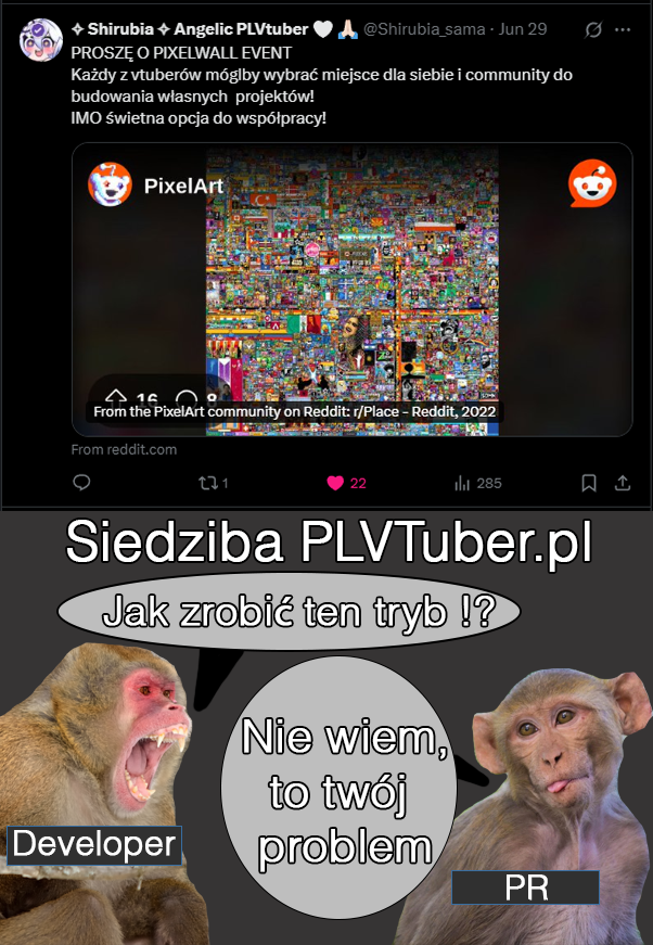 plvtuberpl's tweet image. Witajcie!

Jest środa, za oknem ktoś podpalił powietrze chyba w całej Polsce, a my mamy przyjemność ogłosić zwycięzcę naszego małego konkursu!😃

A wygrał komentarz:
*dźwięk werbli*
@Shirubia_sama z 22 polubieniami 🫰

Dziękujemy wszystkim za udział i za polubienia pod każdym…