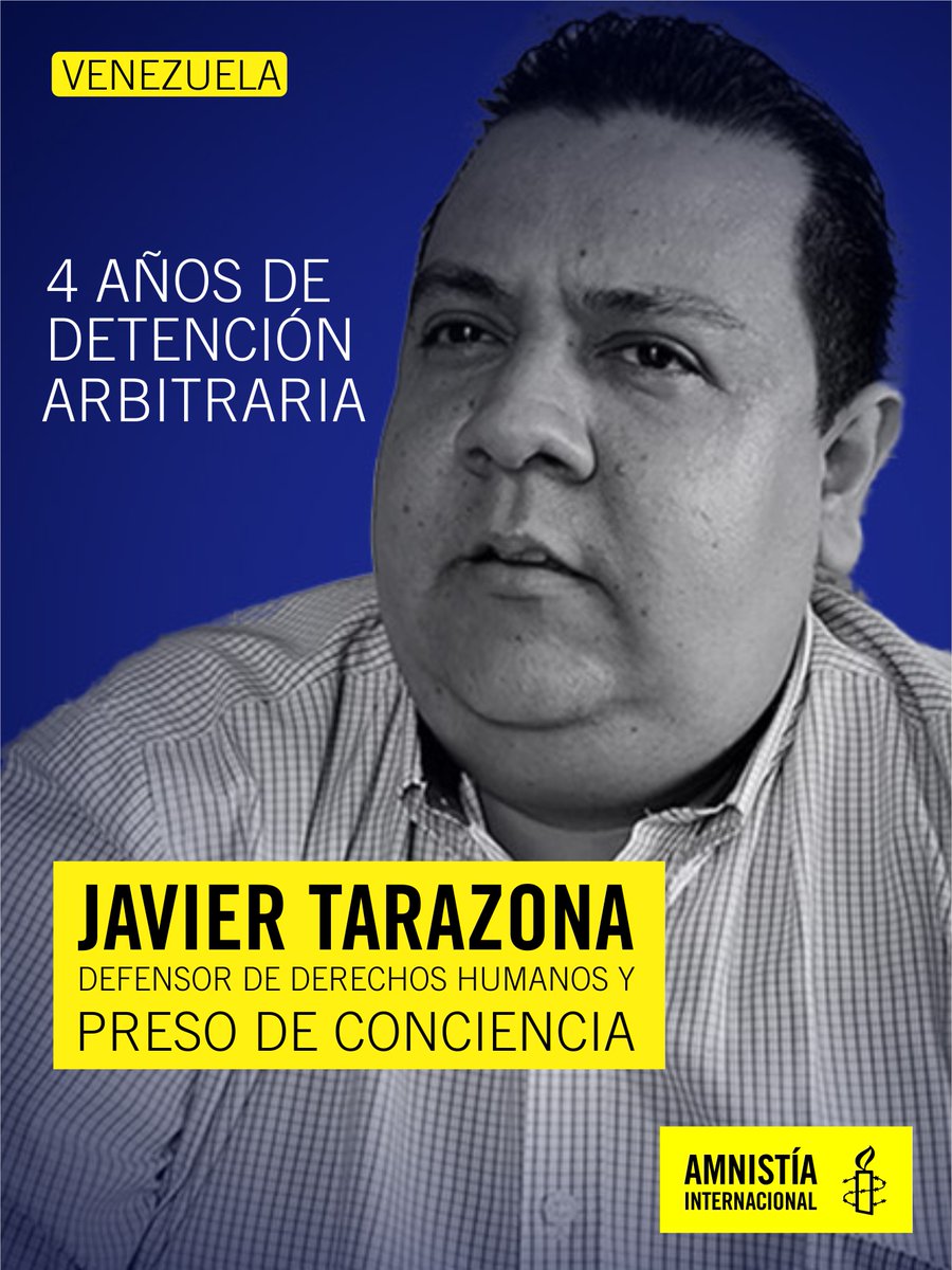 INGEN62's tweet image. 📅 #4Años han pasado desde el secuestro de Javier Tarazona, quien solo hizo una cosa: 𝗗𝗲𝗳𝗲𝗻𝗱𝗲𝗿 𝗹𝗼𝘀 𝗱𝗲𝗿𝗲𝗰𝗵𝗼𝘀 𝗵𝘂𝗺𝗮𝗻𝗼𝘀 𝗲𝗻 𝗩𝗲𝗻𝗲𝘇𝘂𝗲𝗹𝗮.

Secuestrado en #Coro, y desde entonces está preso: sin juicio. Sin garantías. Sin libertad.
¡Libertad YA!
