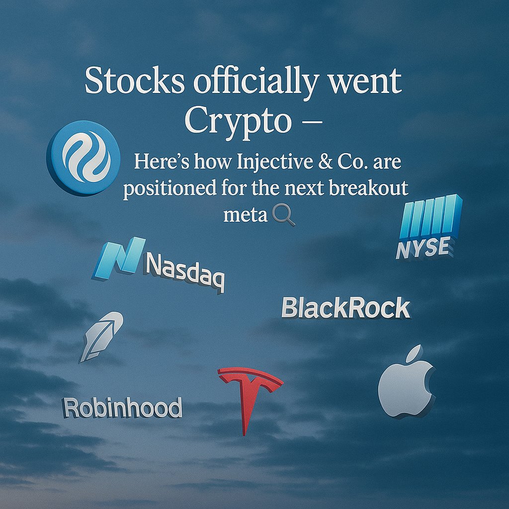 Stocks officially went Crypto - Here's how Injective &amp; Co. are positioned for the next breakout meta 🔎

Robinhood recently turned up its engine on the onchain stocks meta, introducing over 200 tokenized U.S. stocks on Arbitrum for its European users, accompanied by plans to